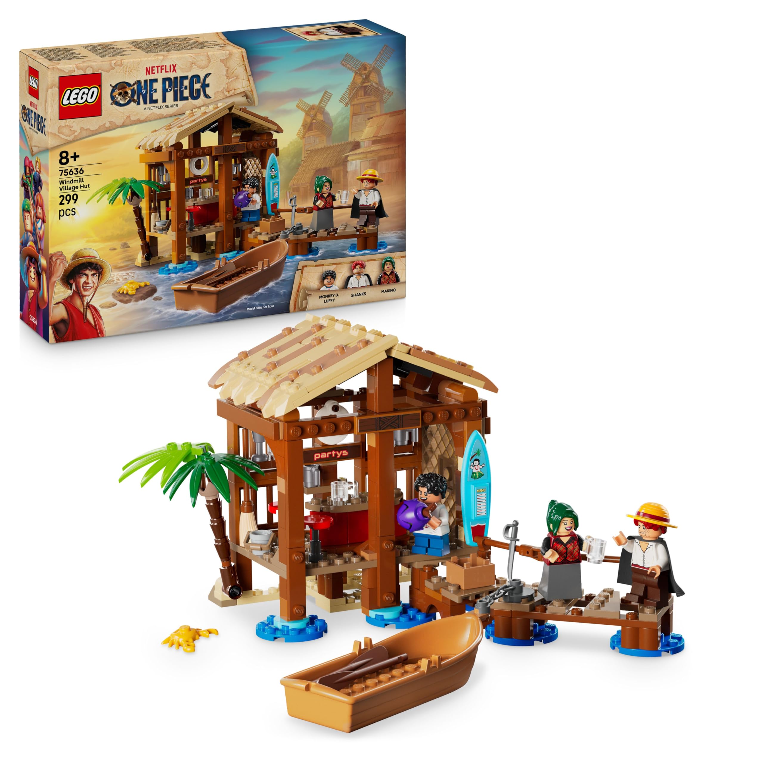 LEGO ONE PIECE Windmill Village Hut Building Set 75636 | Ages 8+ | Includes Luffy, Shanks & Makino Minifigures