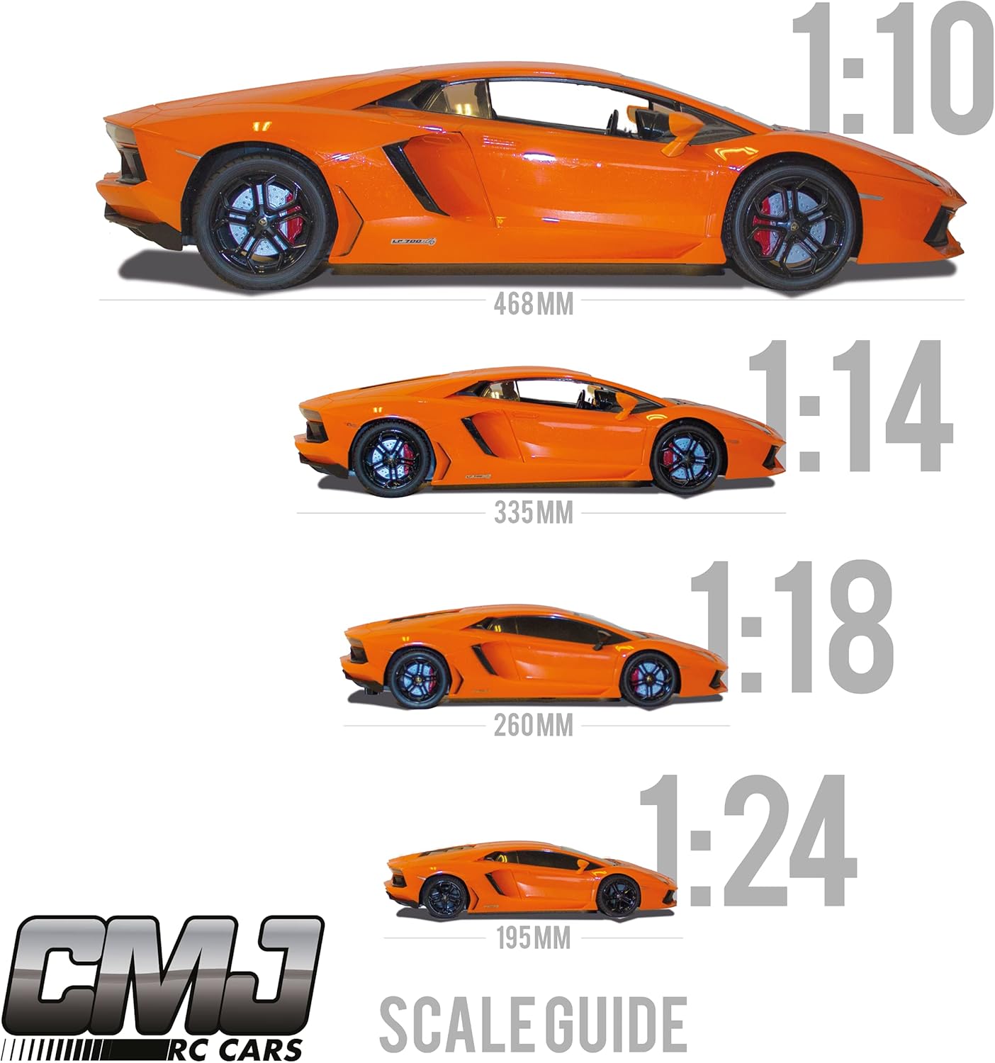 CMJ RC Lamborghini Aventador - 1:14 Scale Remote Control Car with LED Lights & Spring Suspension 9