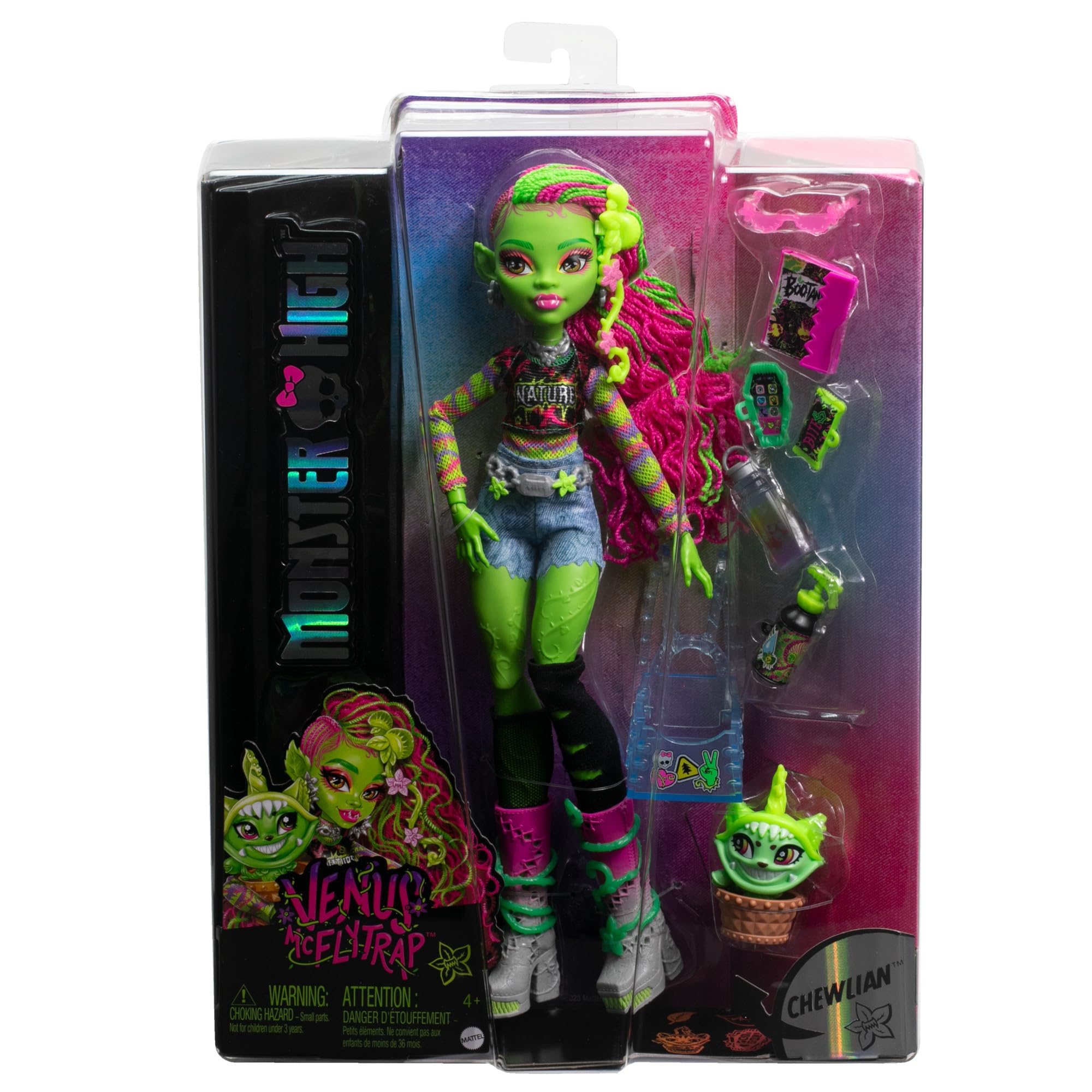 Monster High Venus McFlytrap Doll with Pet Cat Chewlian & Accessories HRP81 6