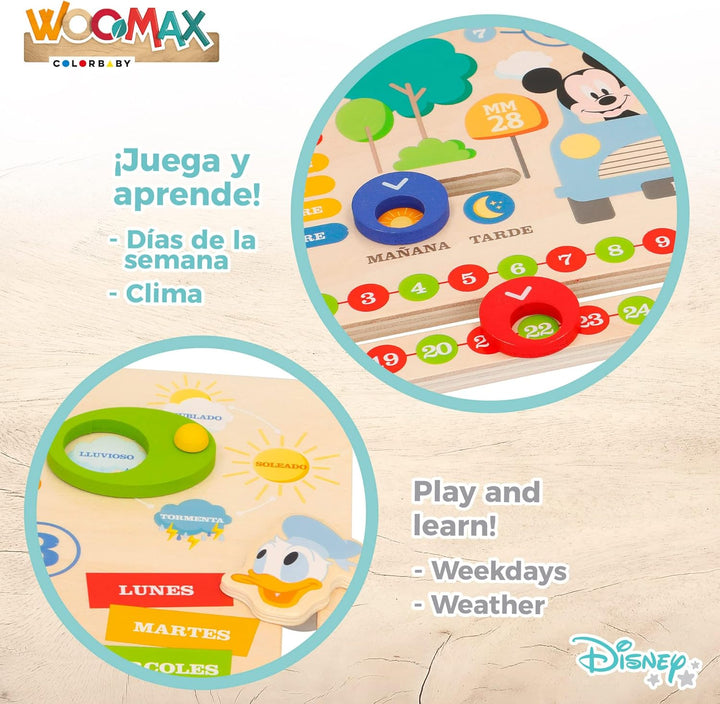 Mickey WOOMAX Disney Wooden Calendar - Educational Wooden Toy for Kids