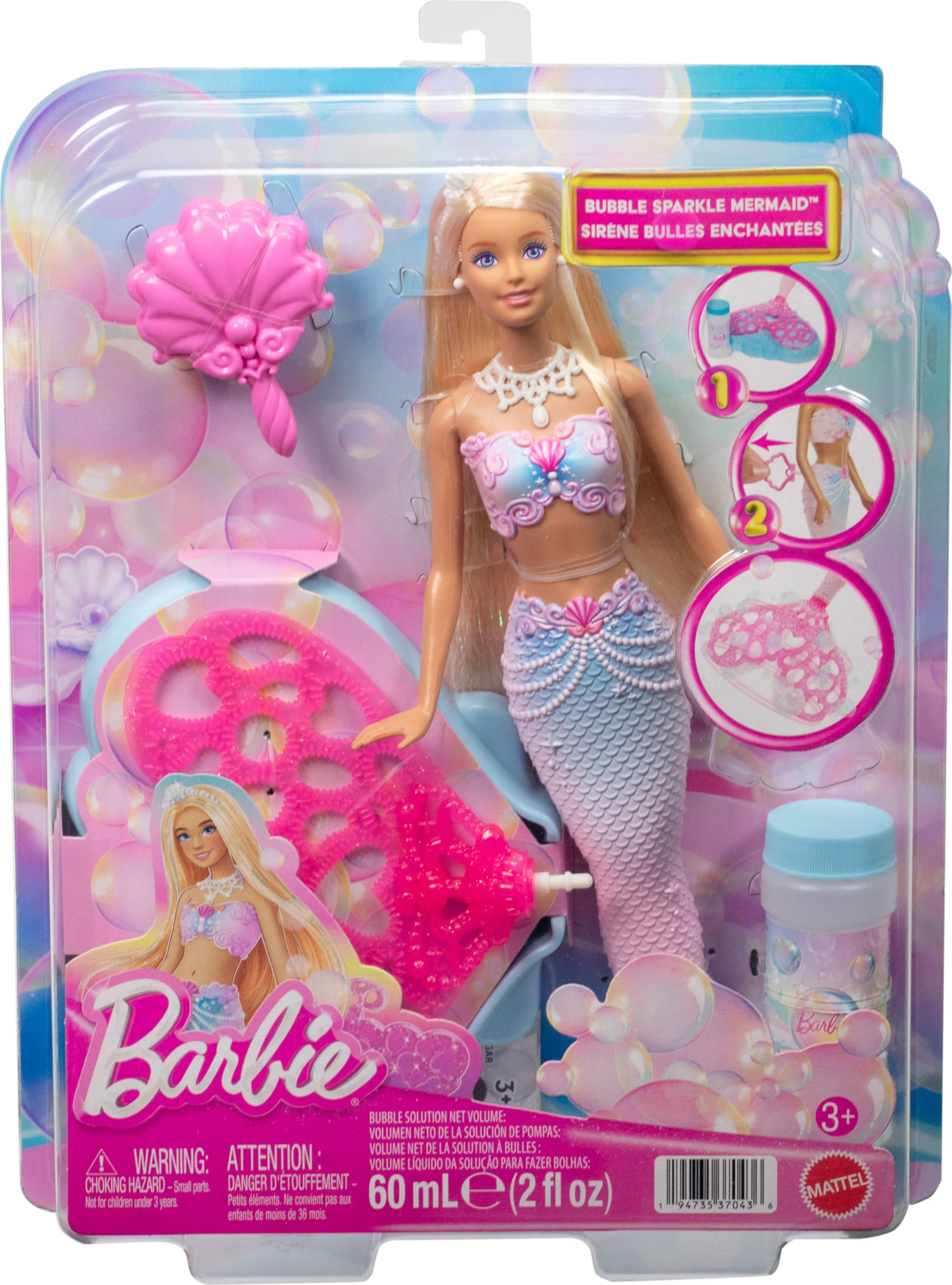 Barbie Bubble Sparkle Mermaid Doll - Bubble Making Tail Fin | Ages 3+ | 38 cm 6