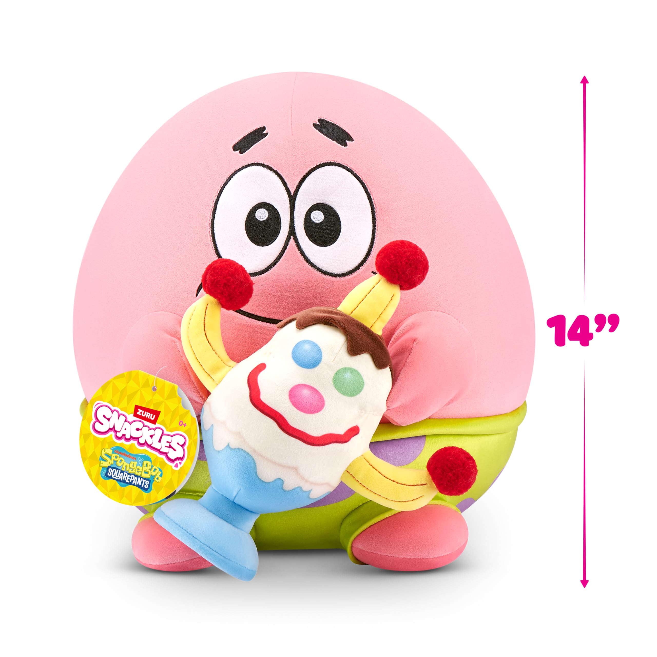 Snackles 14-inch SpongeBob SquarePants Patrick Star Plush - Super-Soft Stuffed Animal 3