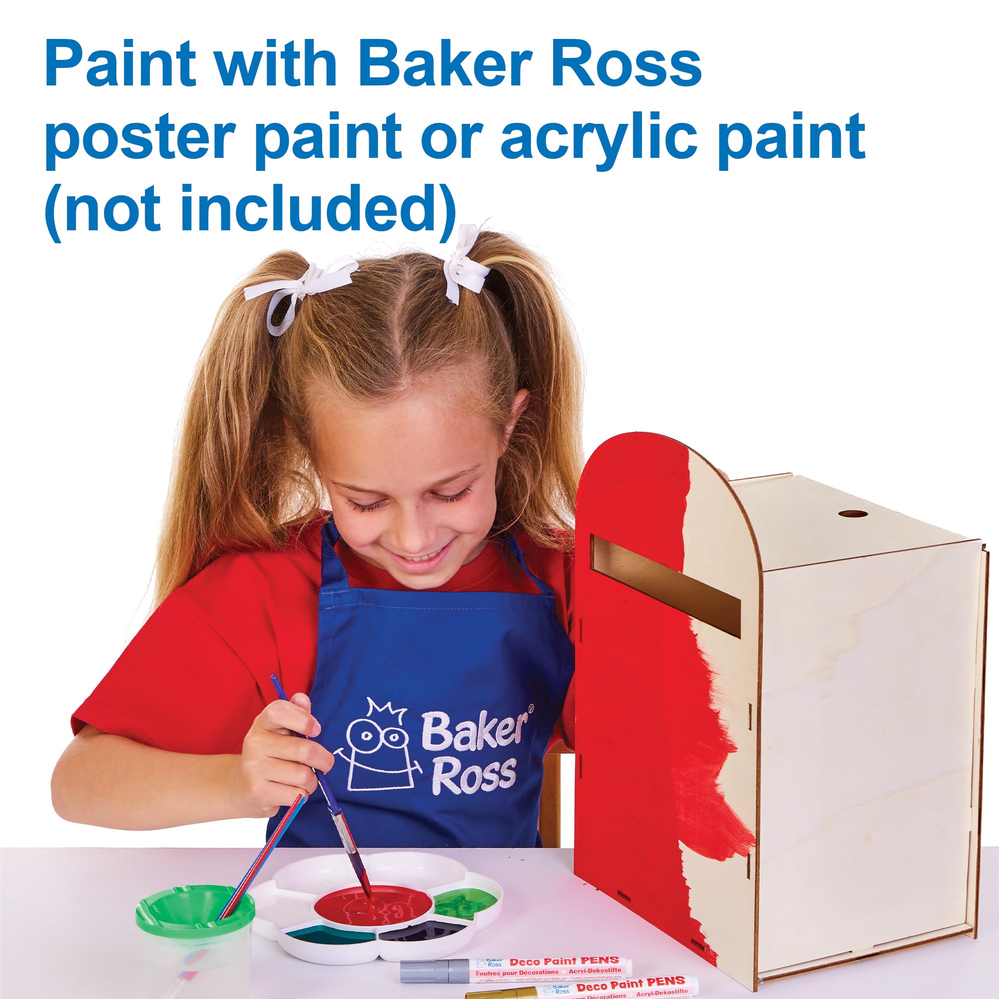 Baker Ross FX846 Wood Post Box Kit - Paintable Craft for Kids | Assembled Size 23x23x33cm | 1 Kit 5