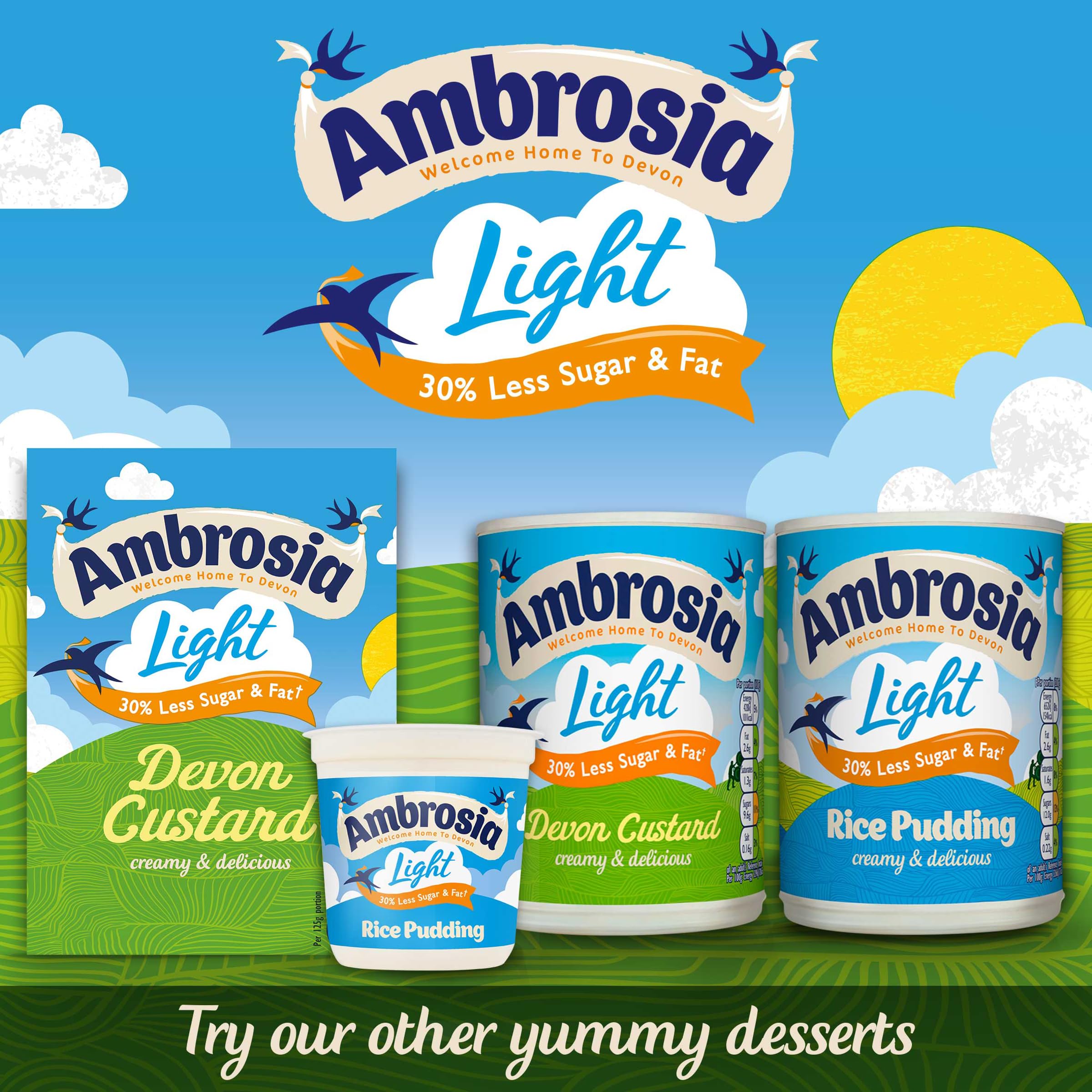 Ambrosia Light Devon Custard 500g - 30% Less Fat & Sugar, Ready-to-Eat Creamy Dessert 4