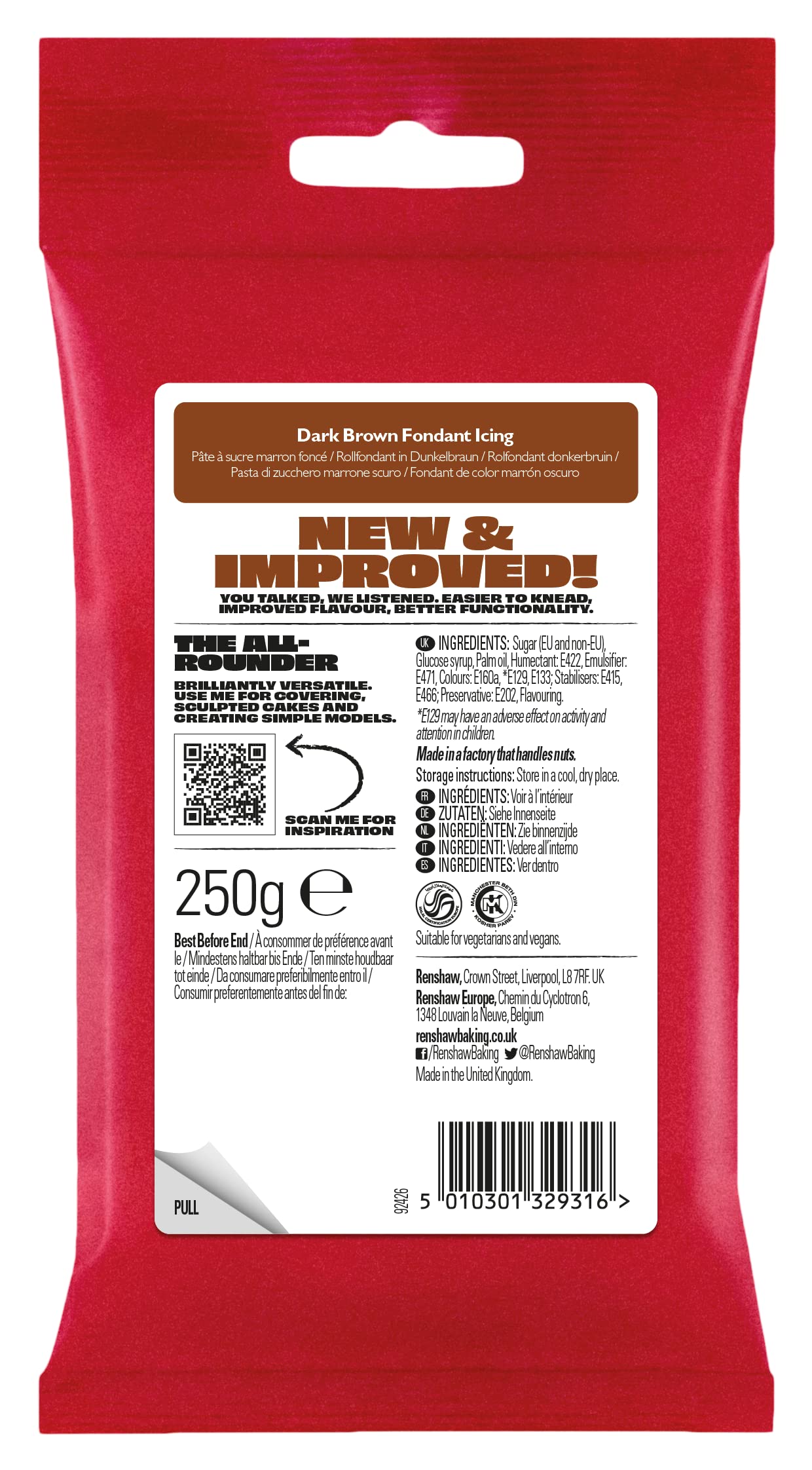 Renshaw - Dark Brown Just Roll With It Fondant Icing 250g 6