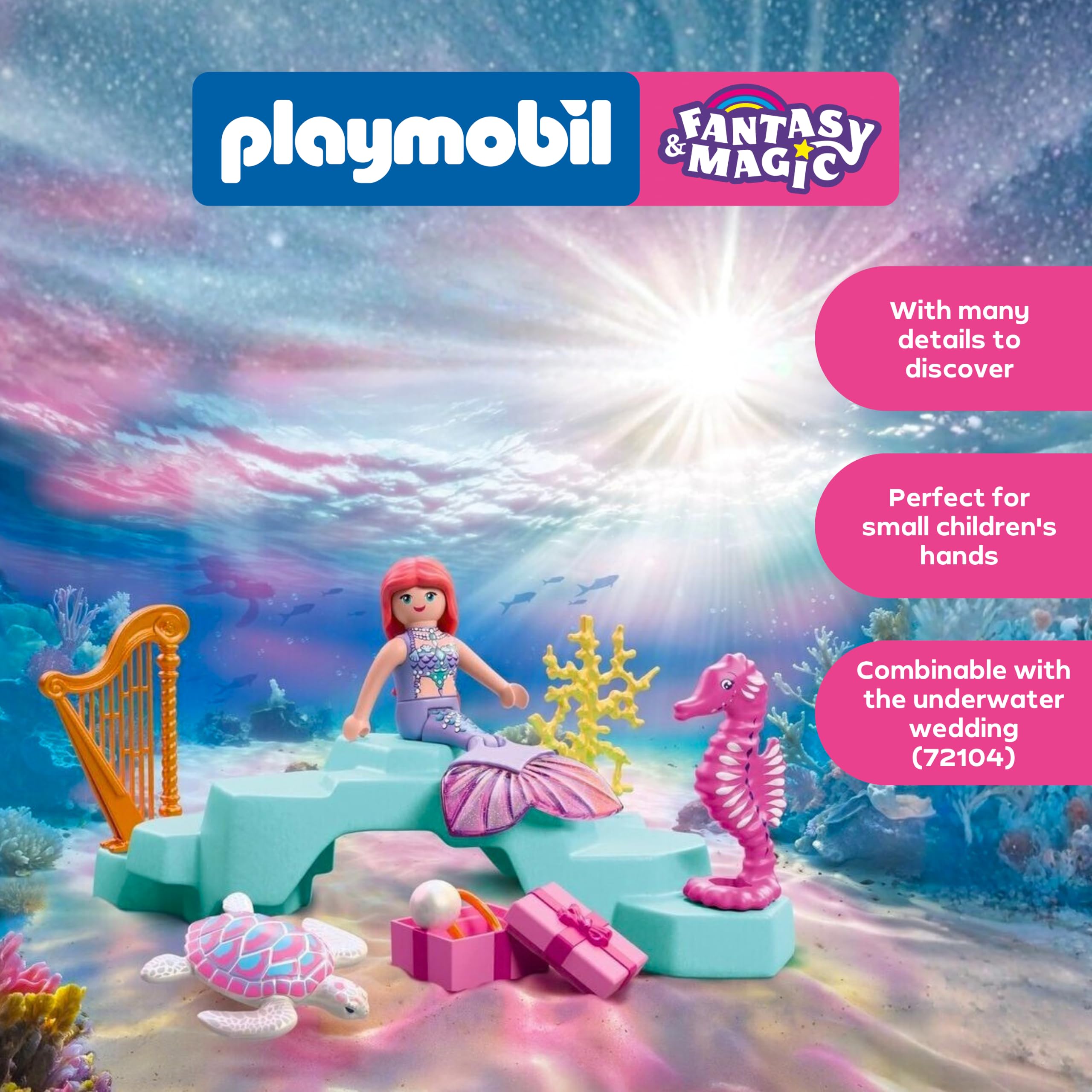 Playmobil Mermaid with Gift - Underwater Wedding Set | Ages 4+ | Model 72107 4