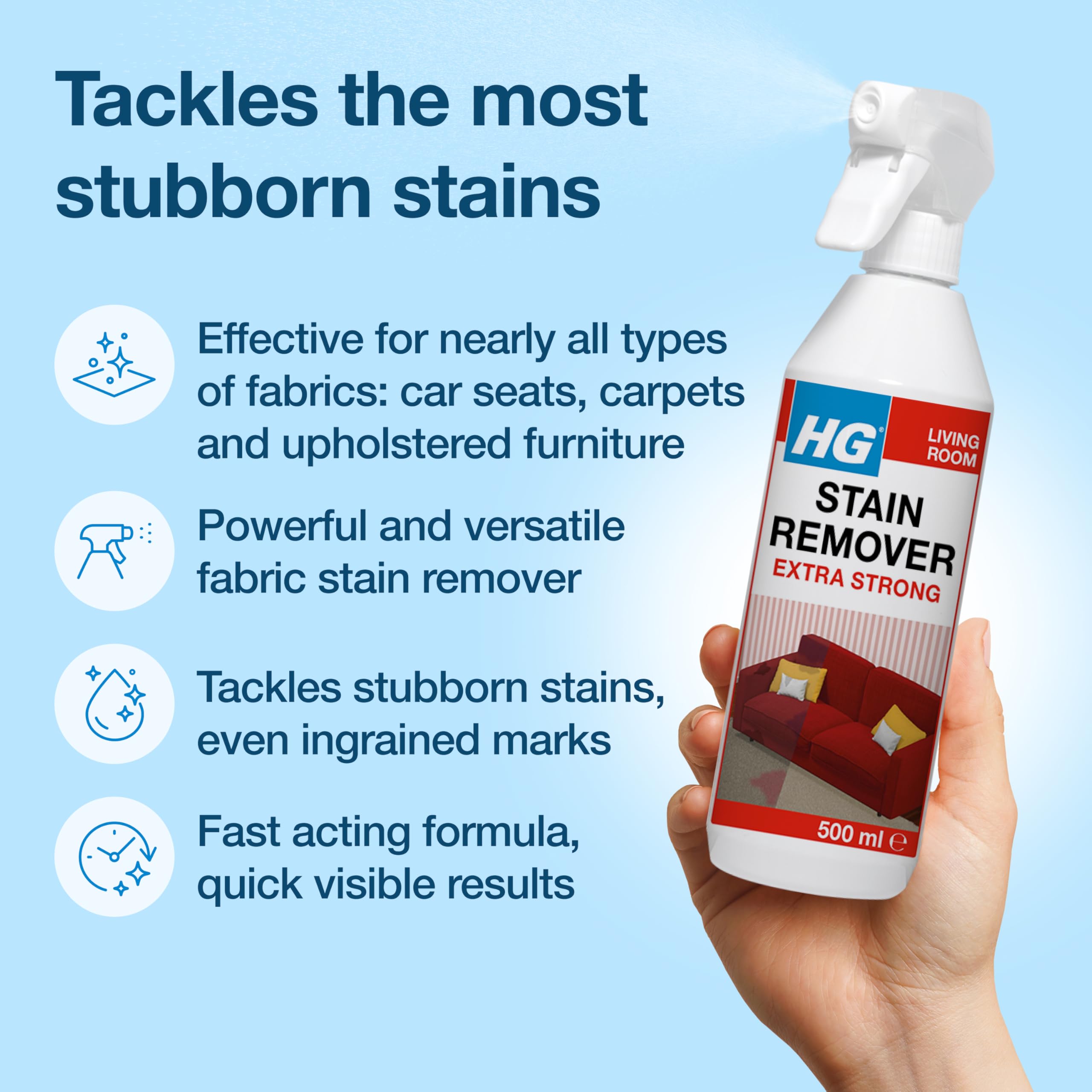 HG Stain Remover Extra Strong - Carpet & Upholstery Cleaner with Oxygen | 500ml 2