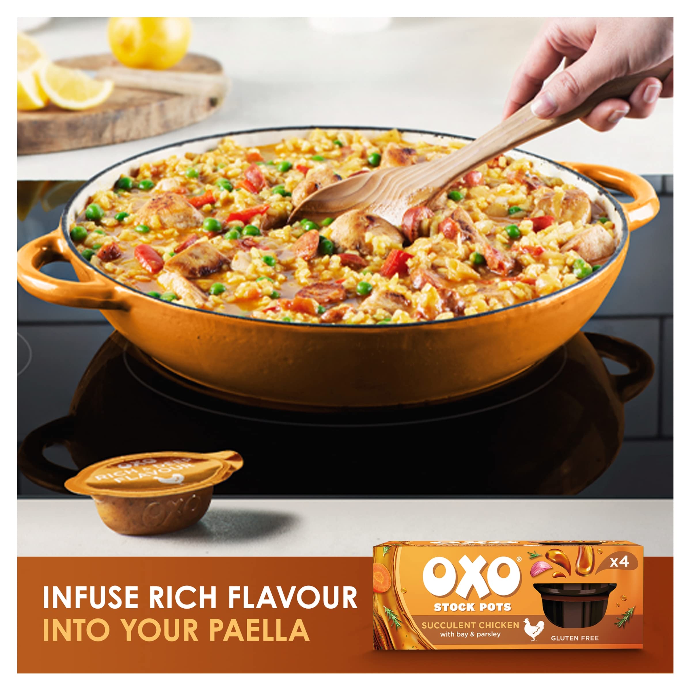 OXO Chicken Stock Pots with Garlic & Thyme - Succulent Flavour for Roasts & Casseroles | 80g 4