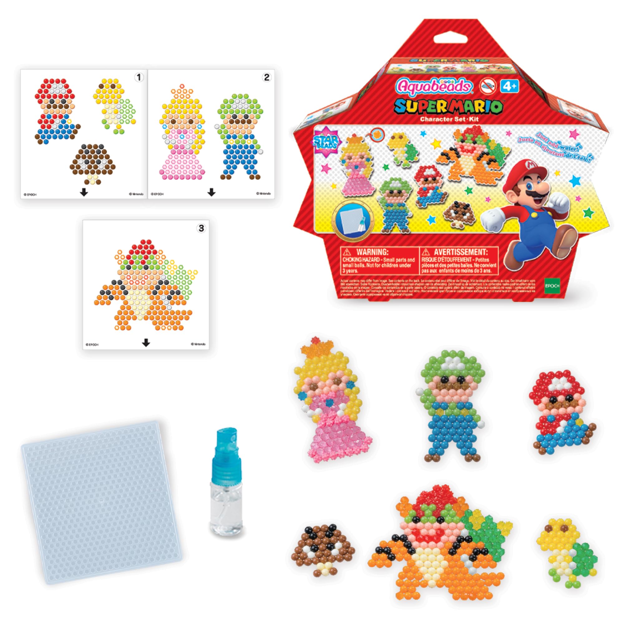 Aquabeads Super Mario Character Set Jewellery Making & Bead Kit | 690+ Beads, 22 Colors | Ages 4+