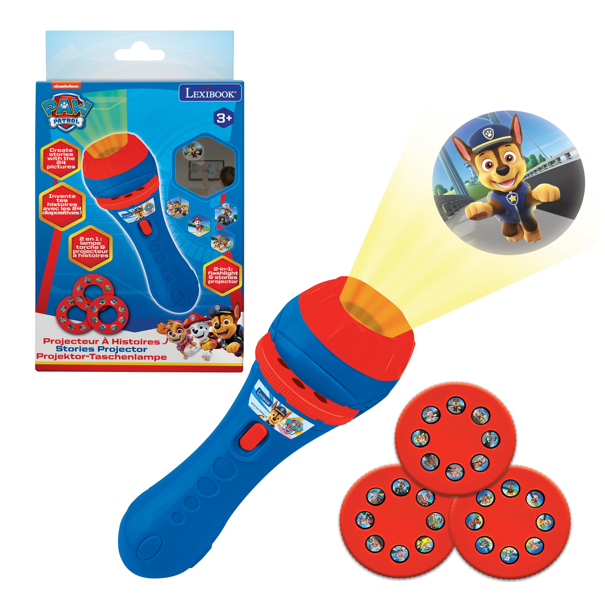 Lexibook Paw Patrol Story Projector & Flashlight - 3 Lenses, 24 Images, Ages 3+