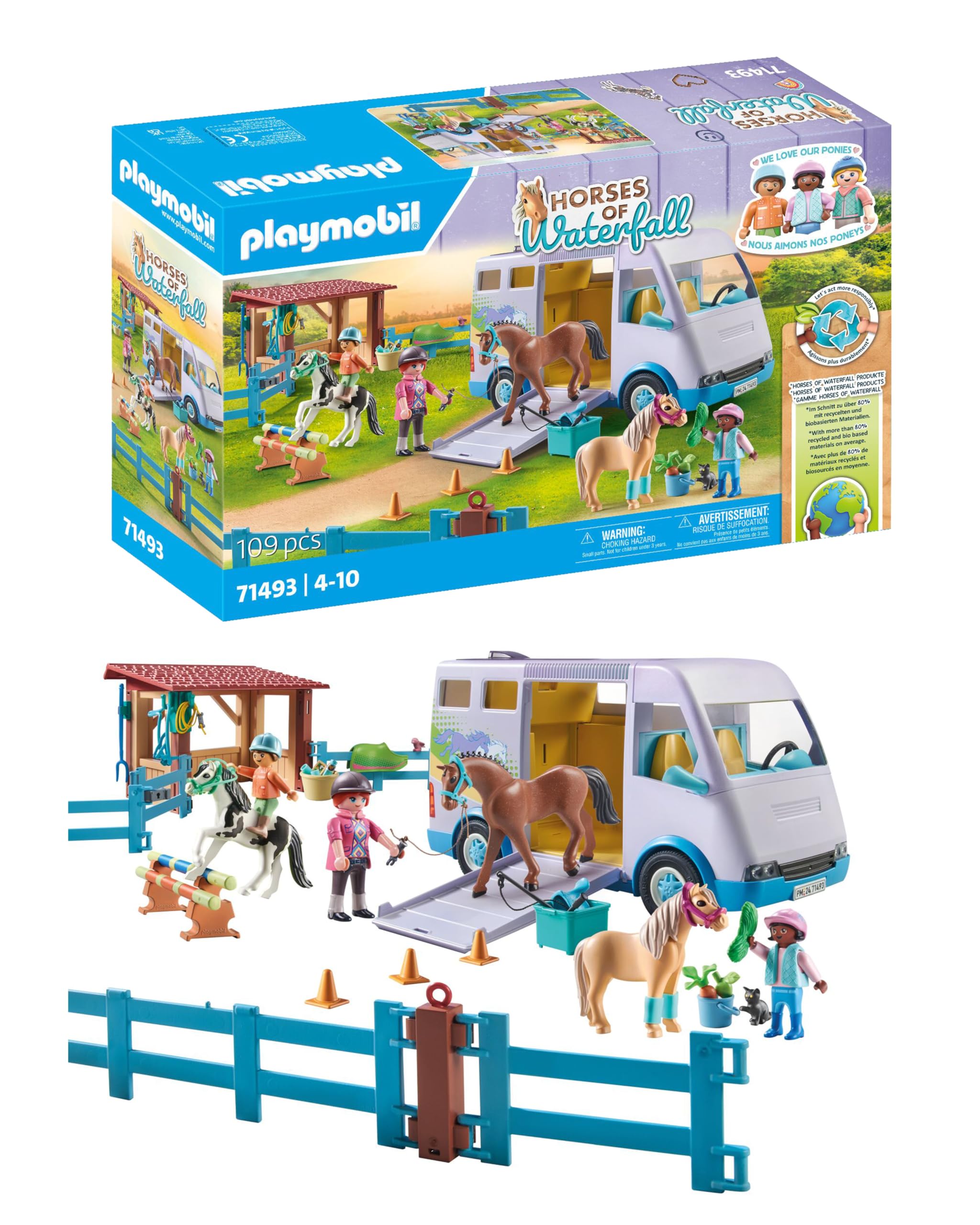 Playmobil 71493 Horses of Waterfall: Mobile Riding School with Transporter - Educational Playset for Ages 4+ 1