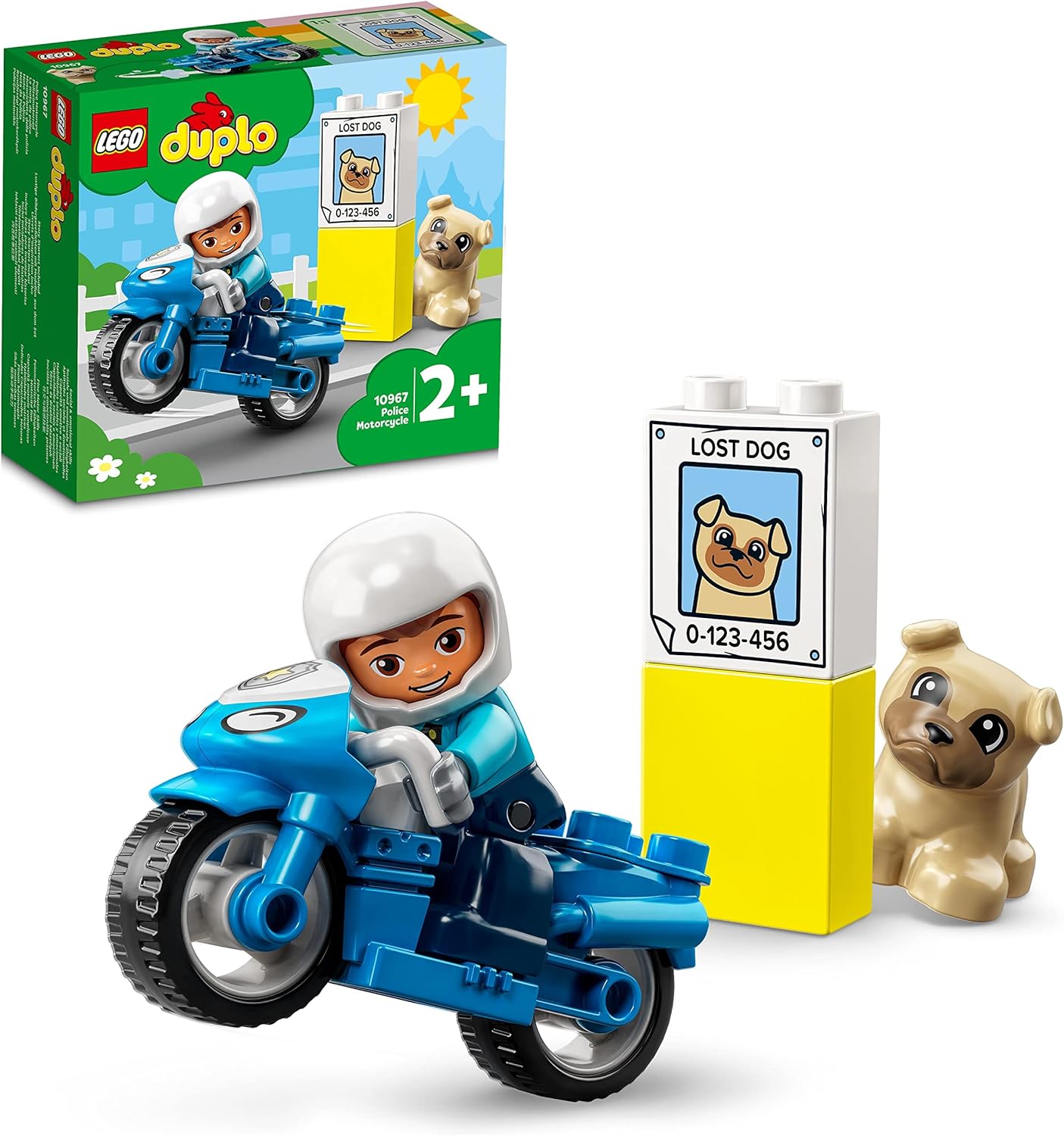LEGO DUPLO Town Rescue Police Motorcycle Toy - Building Set for Toddlers 2+ 1