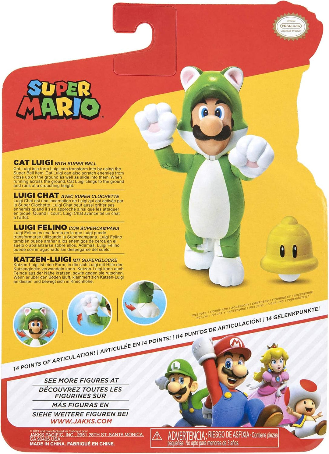 Super Mario - Nintendo Switch Cat Luigi Collectible Action Figure (2023)