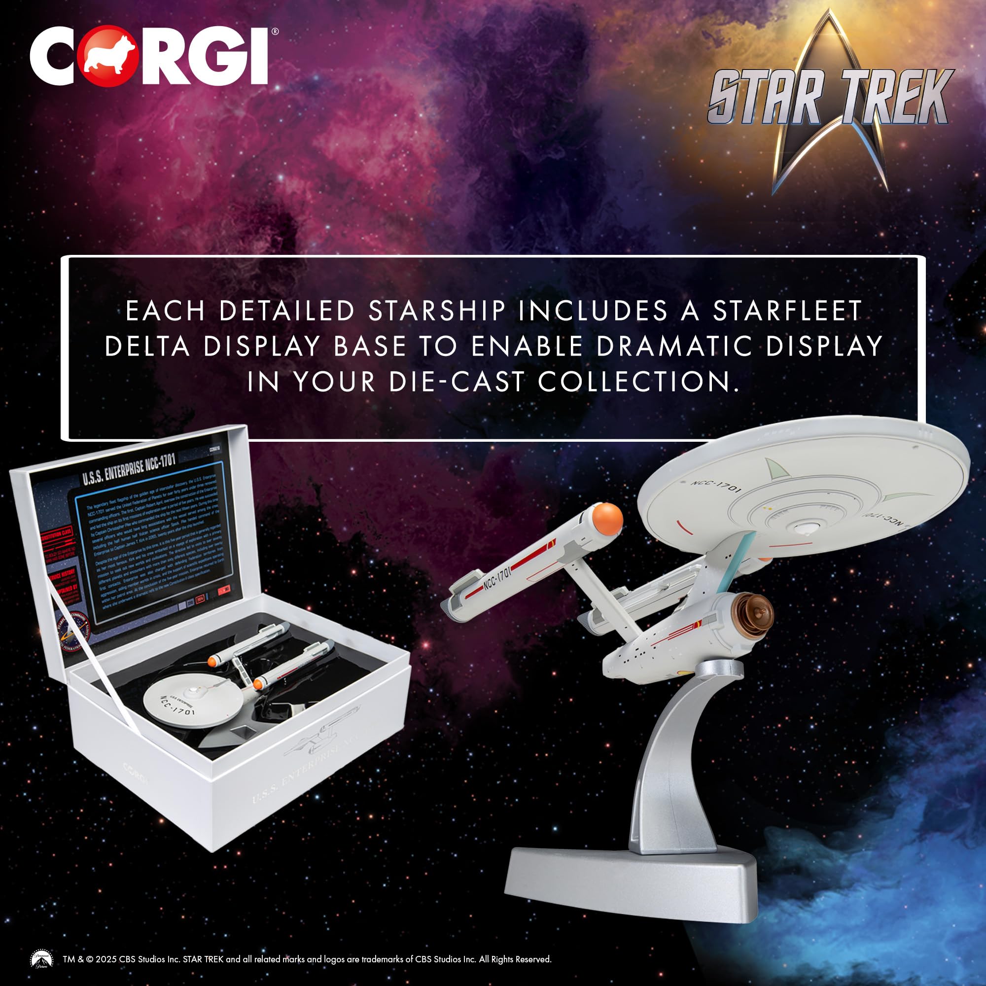 Corgi Diecast USS Enterprise NCC-1701 Star Trek Model - Collectible Spacecraft Toy for Adults 9