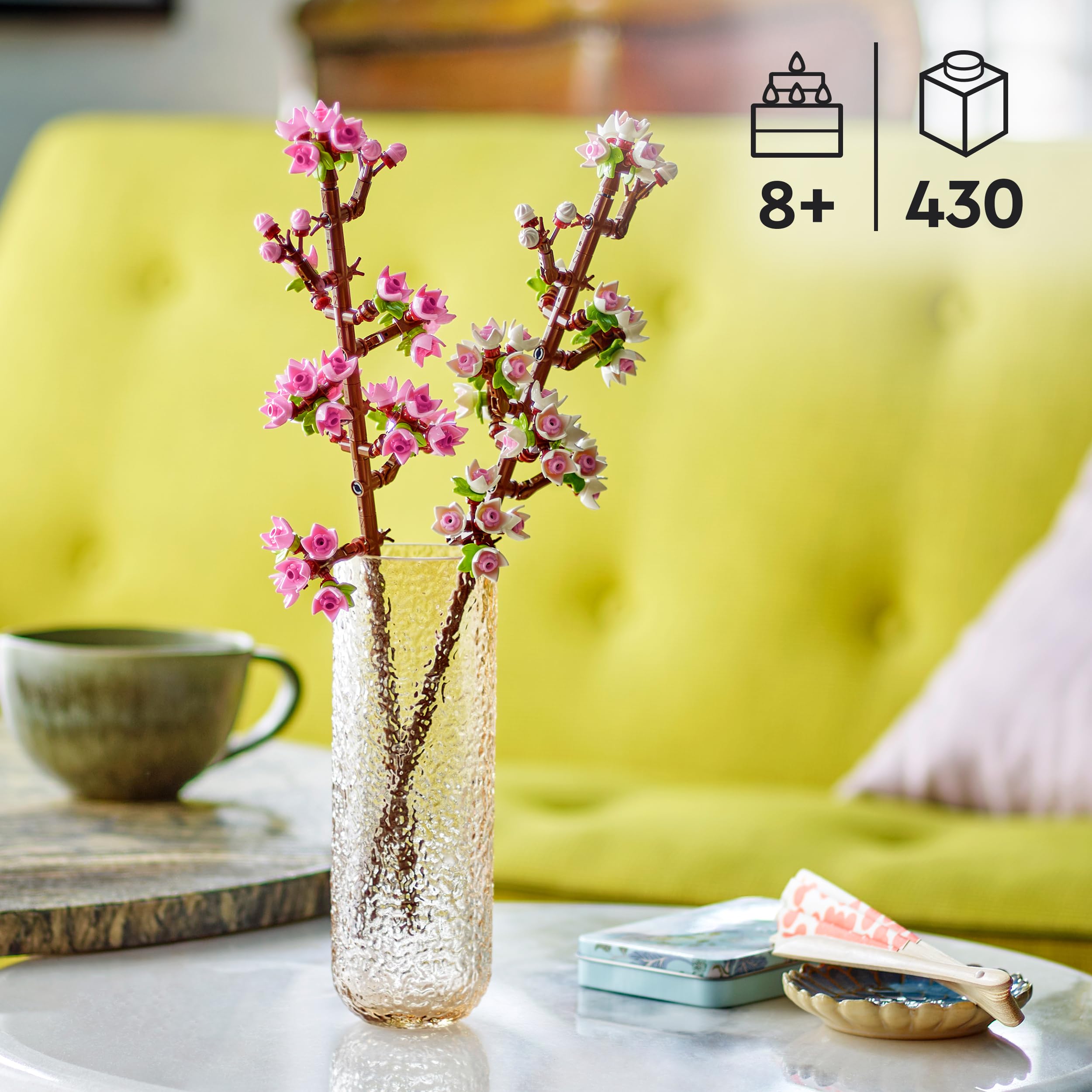 LEGO Botanicals Cherry Blossoms Building Set 40725 | Customizable Faux Flowers for Ages 8+