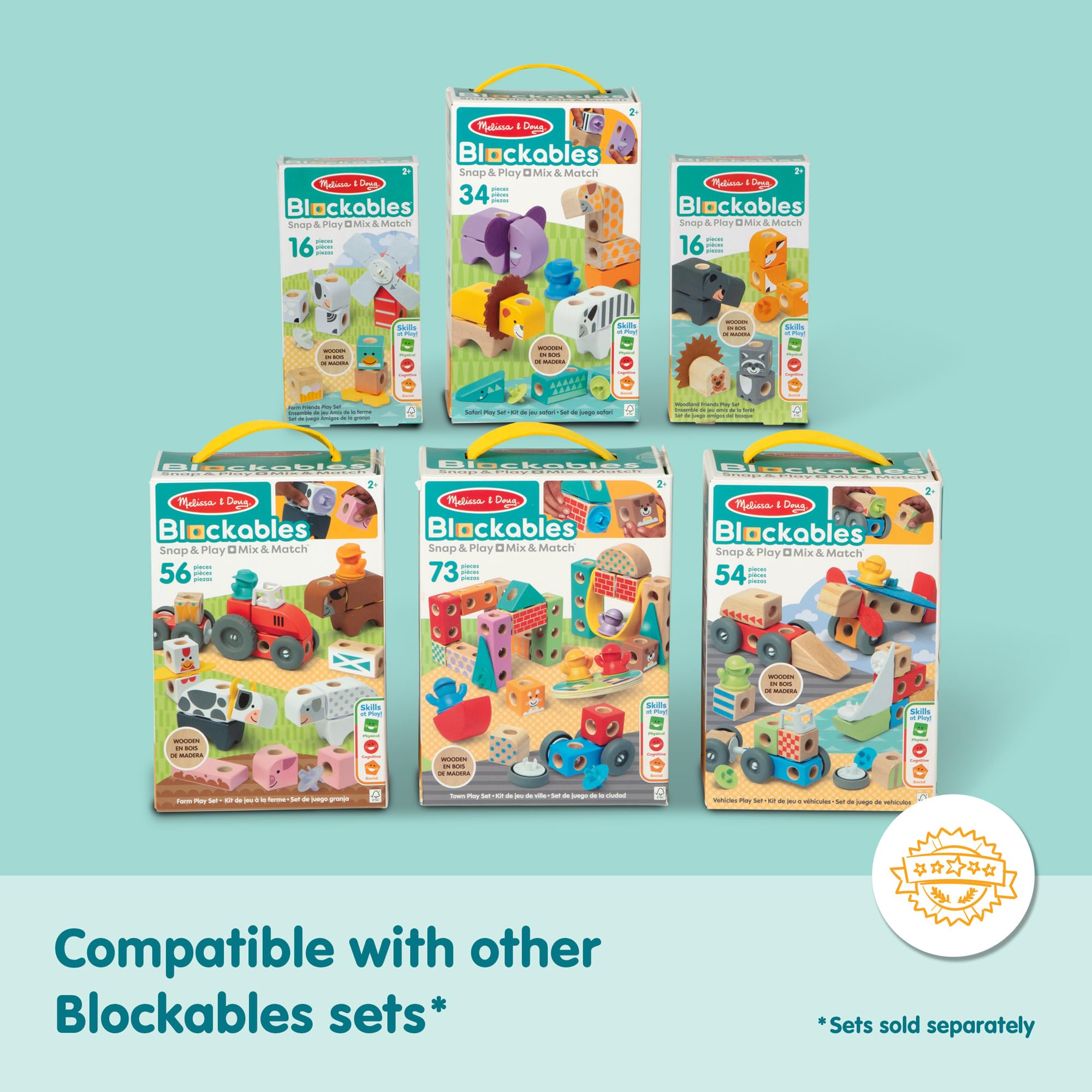 Melissa & Doug Blockables Woodland Friends Snap And Play Building Set | Ages 2-7 | 16 Pieces 9