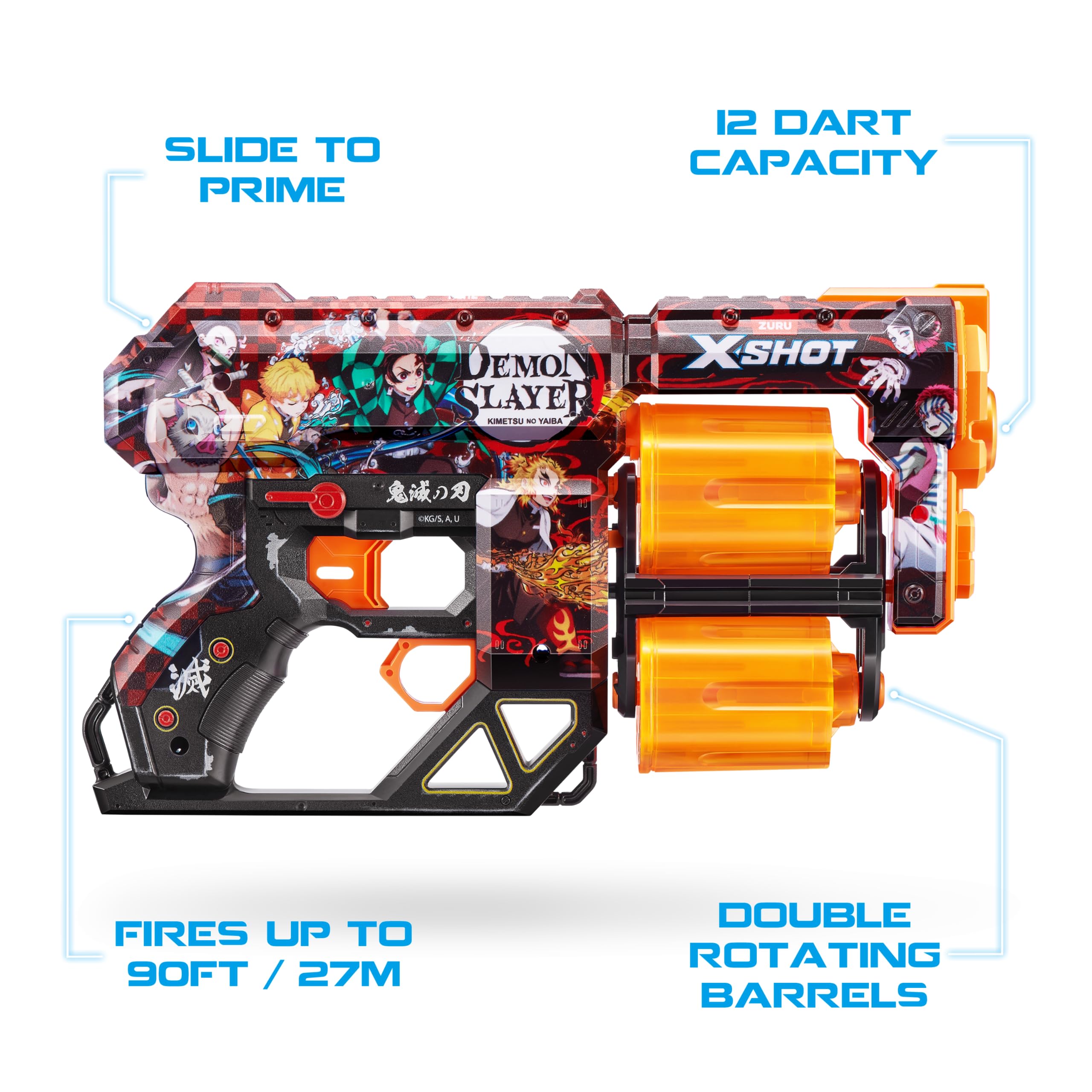 XSHOT Skins Dread Foam Blaster - Double Rotating Barrels, 12 Darts, 27m Range 9