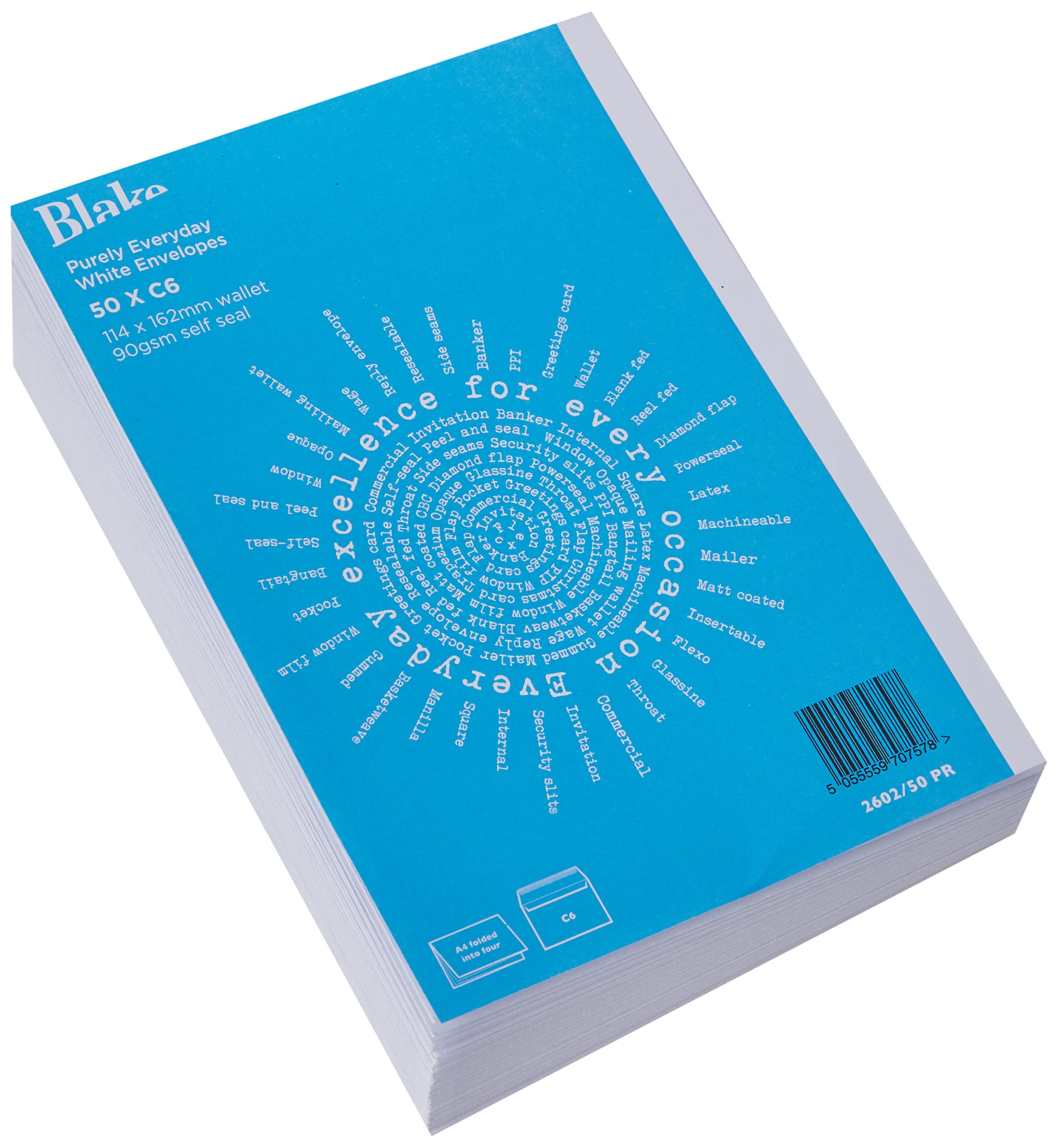 Blake Purely Everyday C6 Business Envelopes - 114 x 162 mm, 90 gsm, Self Seal Wallet, White (Pack of 50)