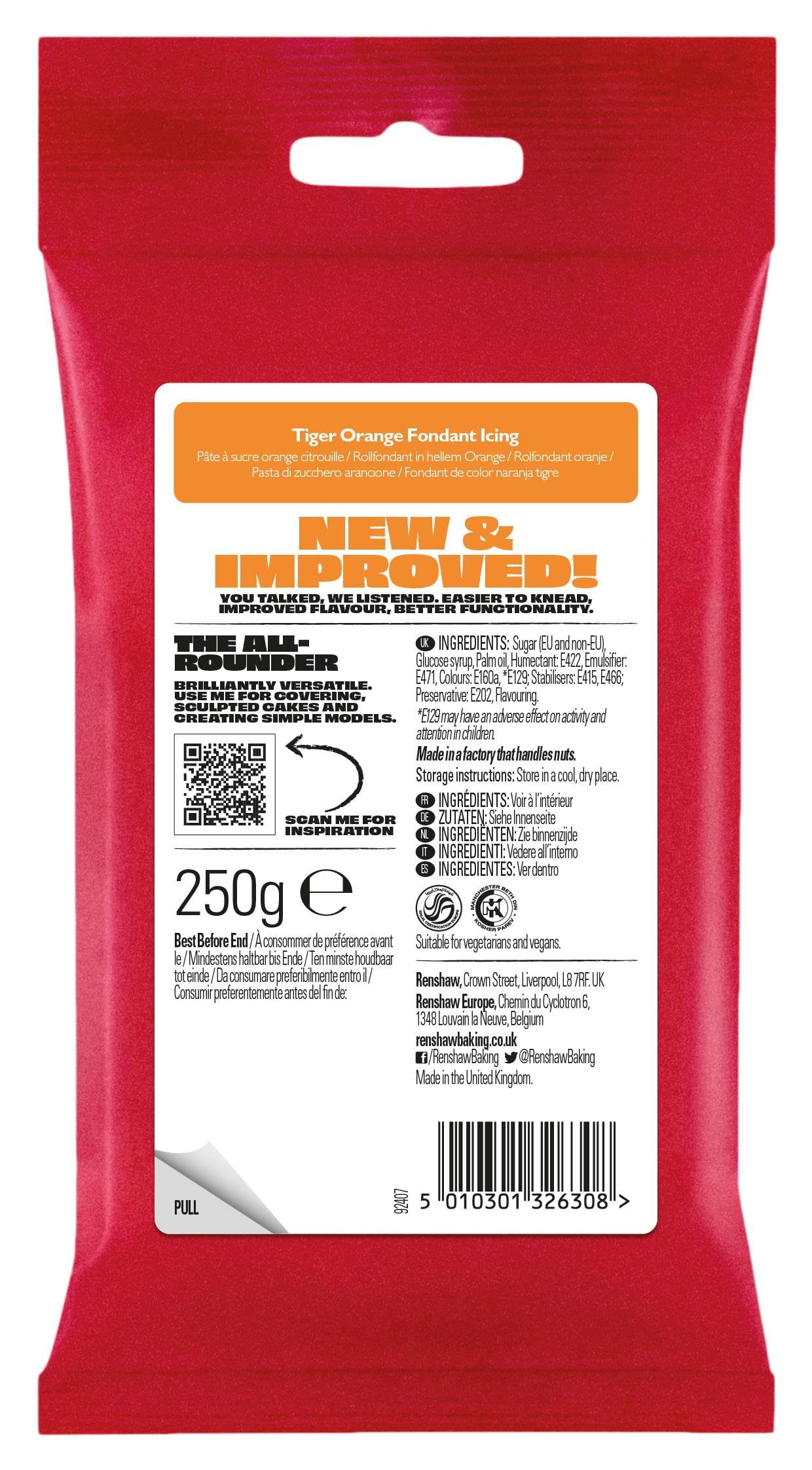Renshaw Just Roll With It Fondant Icing - Tiger Orange | 250 g 2
