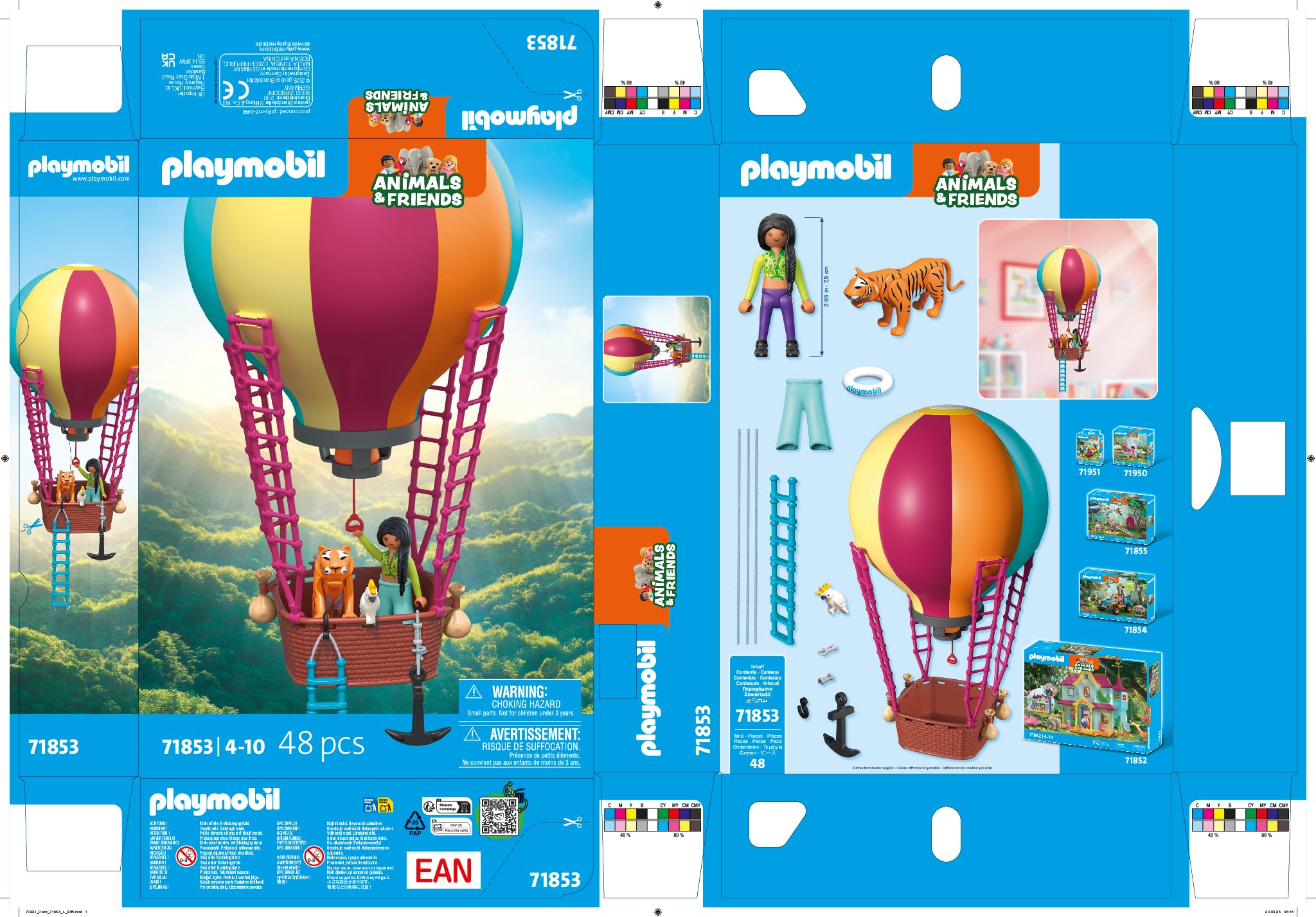 Playmobil Balloon Journey Playset - Flying Adventure with Tiger & Cockatoo, Ages 4-10