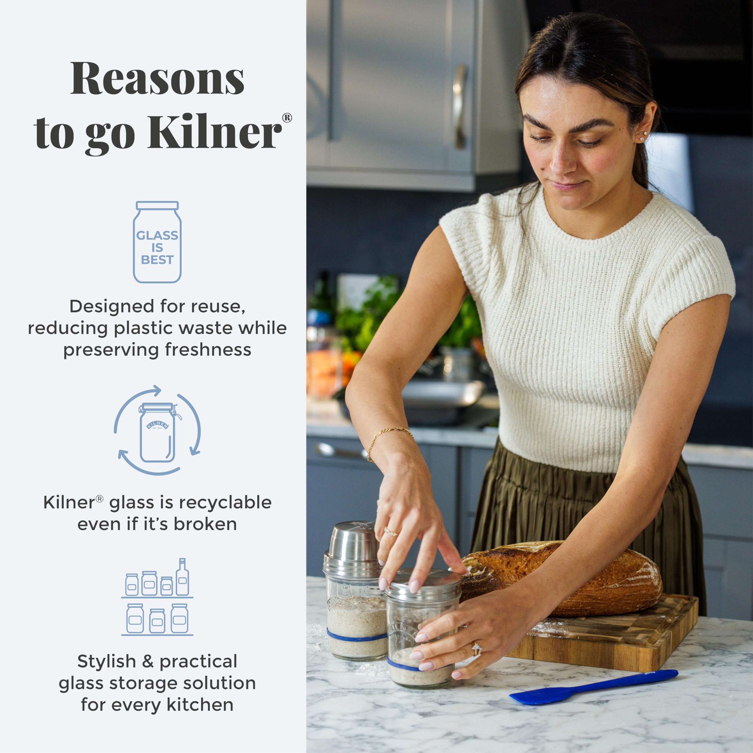 Kilner Sourdough Starter Set with 2 Jars, Measuring Lid, Spatula, and Recipe Booklet 5