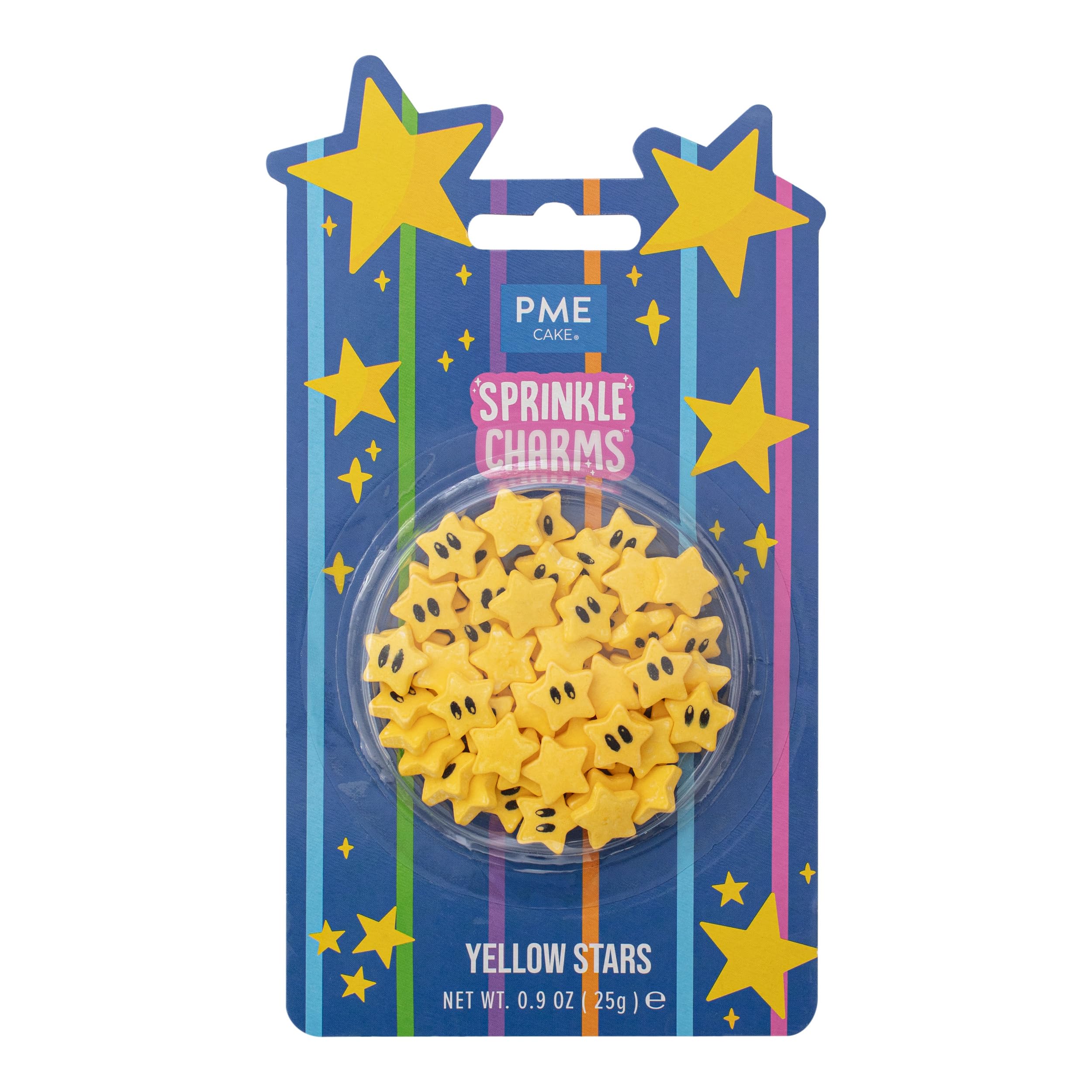 PME Cake Yellow Stars Sprinkle Charms - Edible Decoration | 25g (0.9oz) | 10mm Size 1
