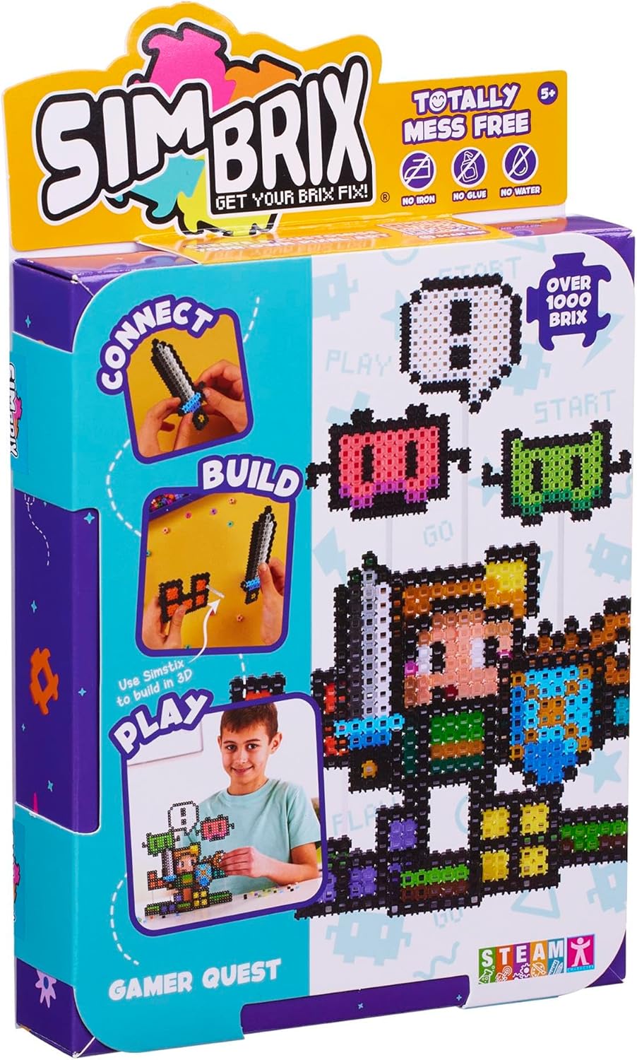Simbrix 08184 Starter Pack Gamer Quest - 1000+ Piece 2D & 3D Pixel Art Building Set for Kids 5+ 1