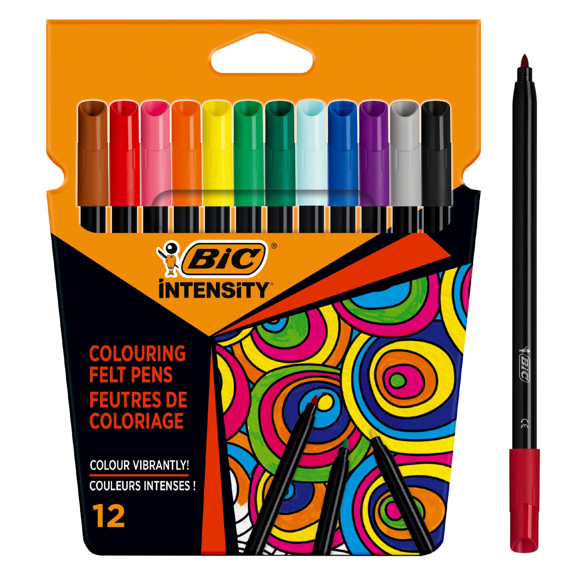 BIC Intensity Felt Pens - Medium Bullet Tip | Assorted Colors | Pack of 12