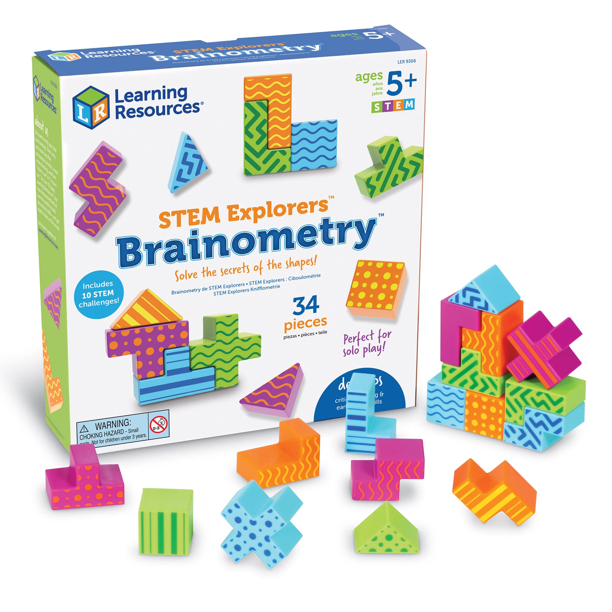 Learning Resources STEM Explorers Brainometry - 2D & 3D Shape Puzzle Challenges for Ages 5+ 11