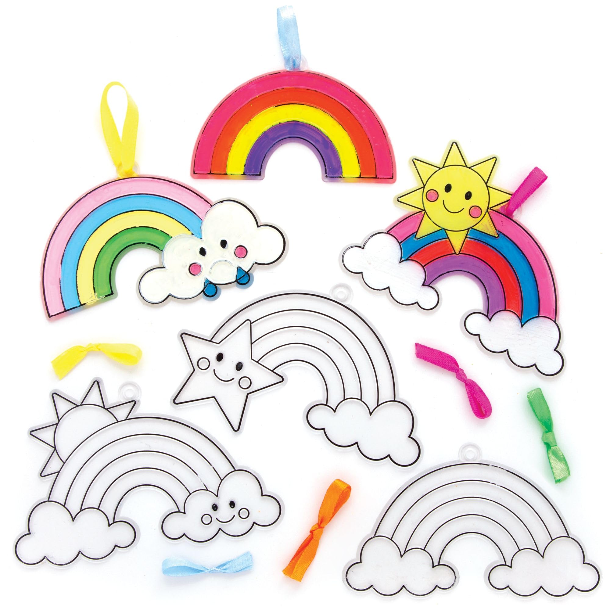 Baker Ross Rainbow Suncatcher Craft Kit - Pack of 10, Acrylic, Assorted Designs