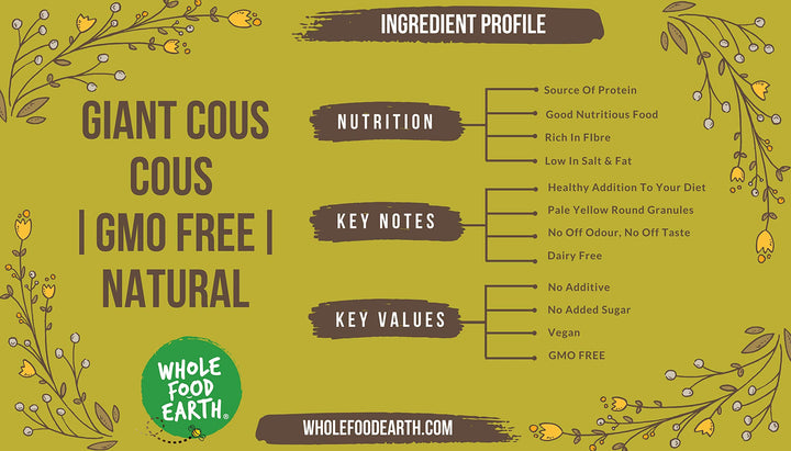 Wholefood Earth Giant Couscous 1 kg | GMO Free | Natural | Source of Fibre