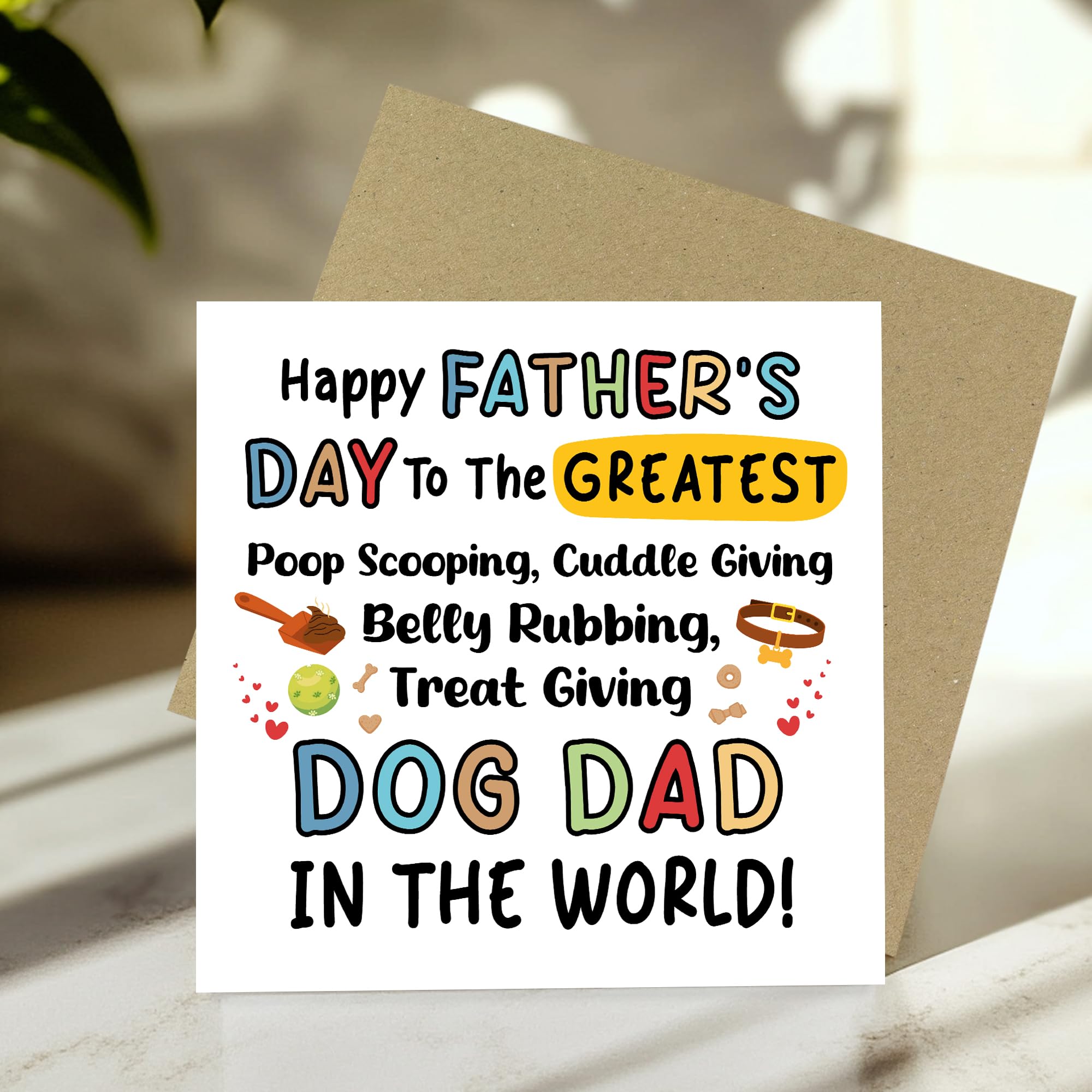 RED OCEAN Handmade Father's Day Card From The Dog | Square 14.5cm | 350gsm Matte Card 4