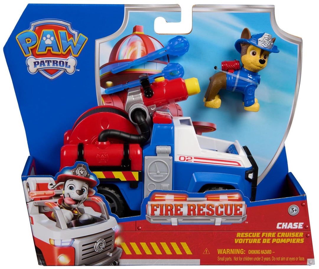 Paw Patrol Chase Rescue Fire Cruiser with Action Figure & Projectile Launcher - Fire Truck Playset for Kids 3+