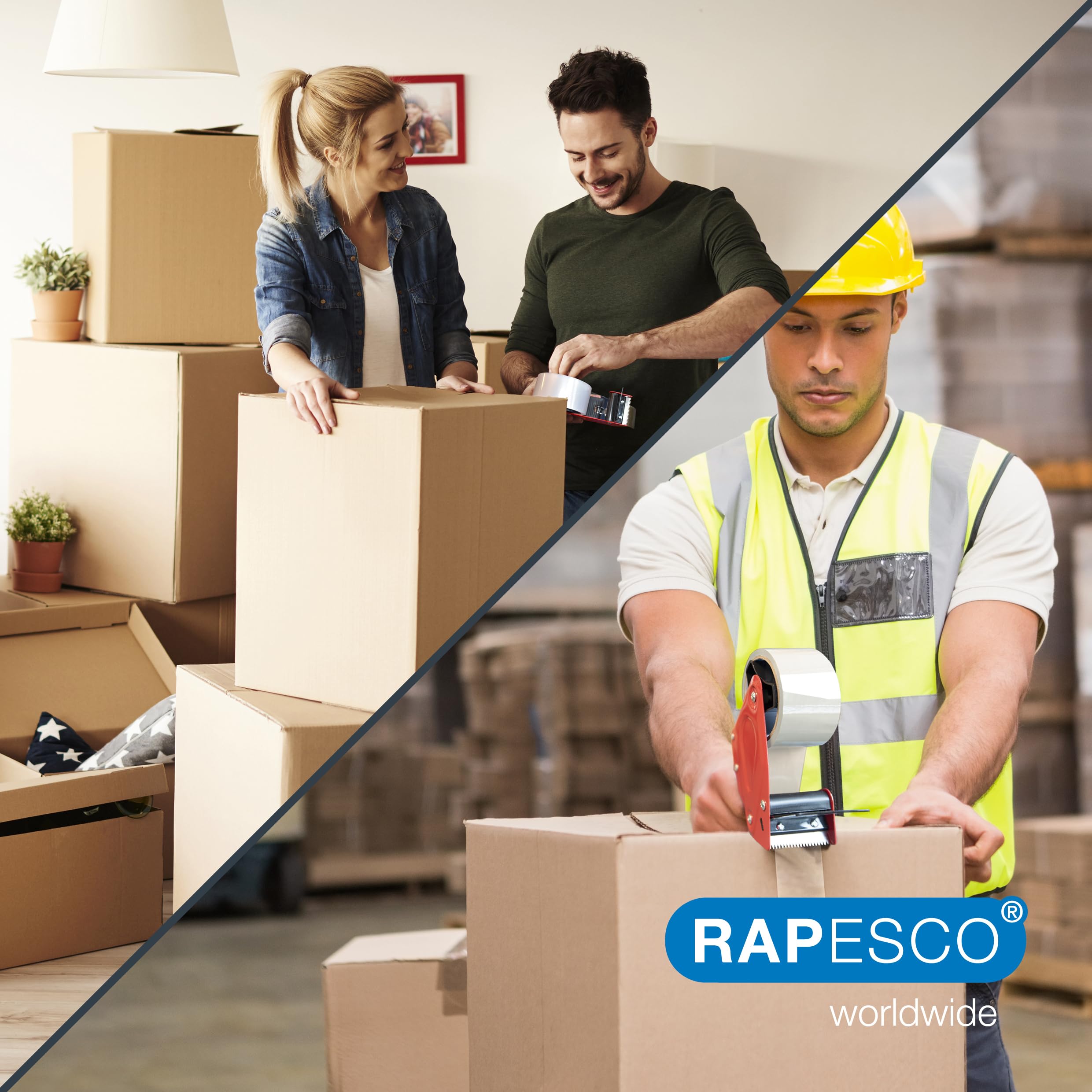 RAPESCO Strong Packing Tape 1751 - Clear, 50mm x 60m, 3 Rolls | Moisture Resistant 4