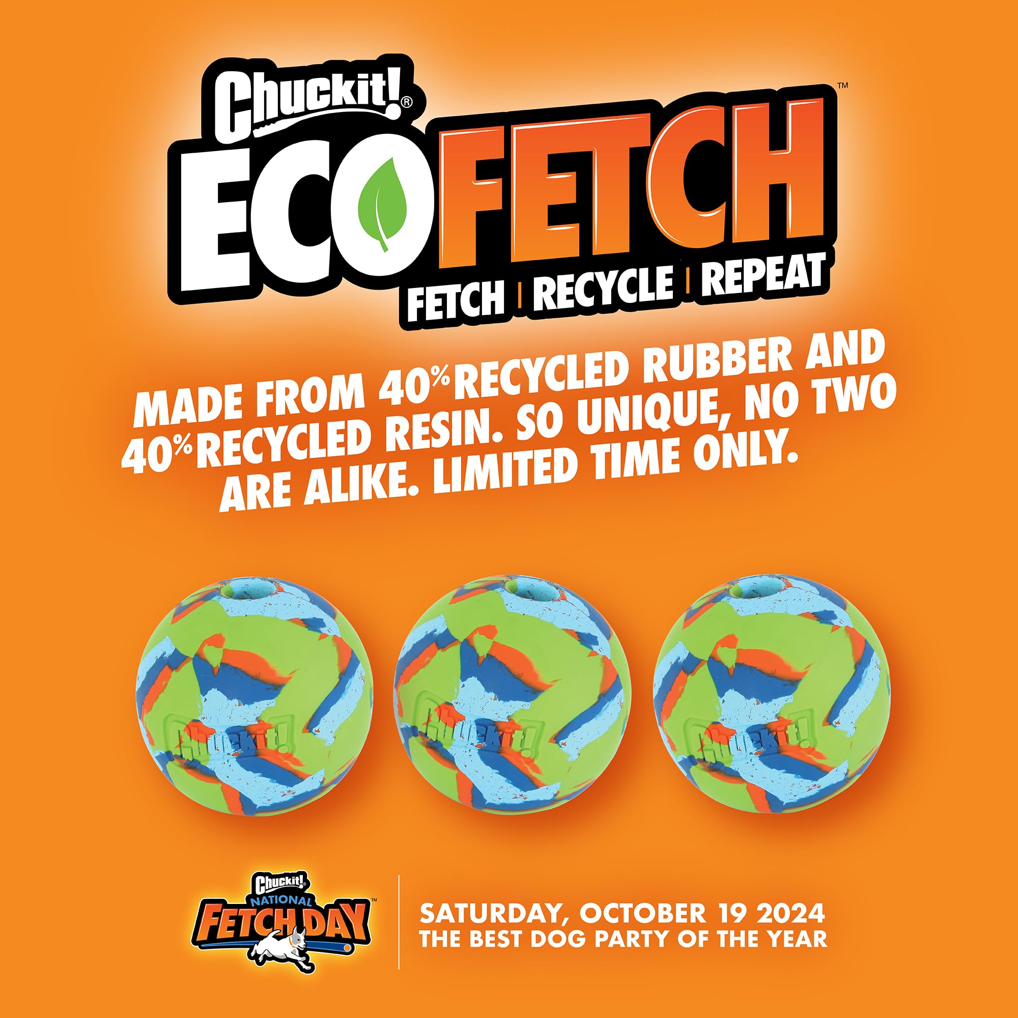 Chuckit! NFD ECO Fetch Day Ultra Stick - Limited Edition Dog Toy | Durable Recycled Rubber | Pack of 1 4