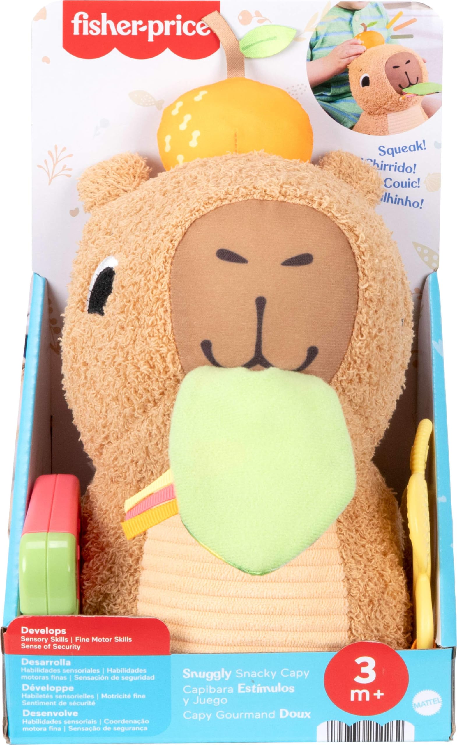 Fisher-Price Snuggly Snacky Capybara Plush - Sensory Baby Toy for 3+ Months 13