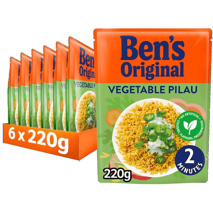 Ben's Original Vegetable Pilau Microwave Rice, 6 x 220g Pouches