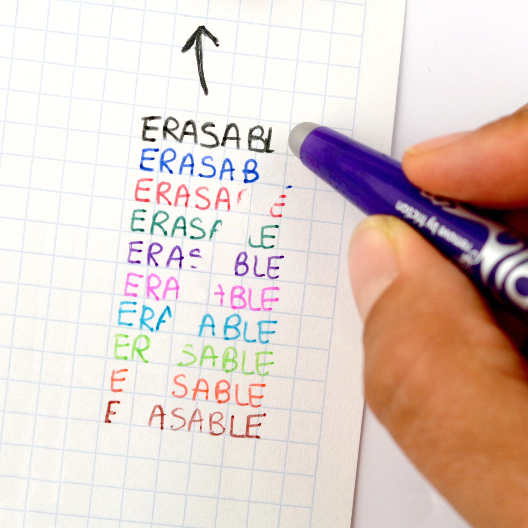 PILOT Frixion Erasable Rollerball Pen - 0.7mm Tip, Pack of 5 (2 Black, 1 Blue, 1 Red, 1 Green) 3