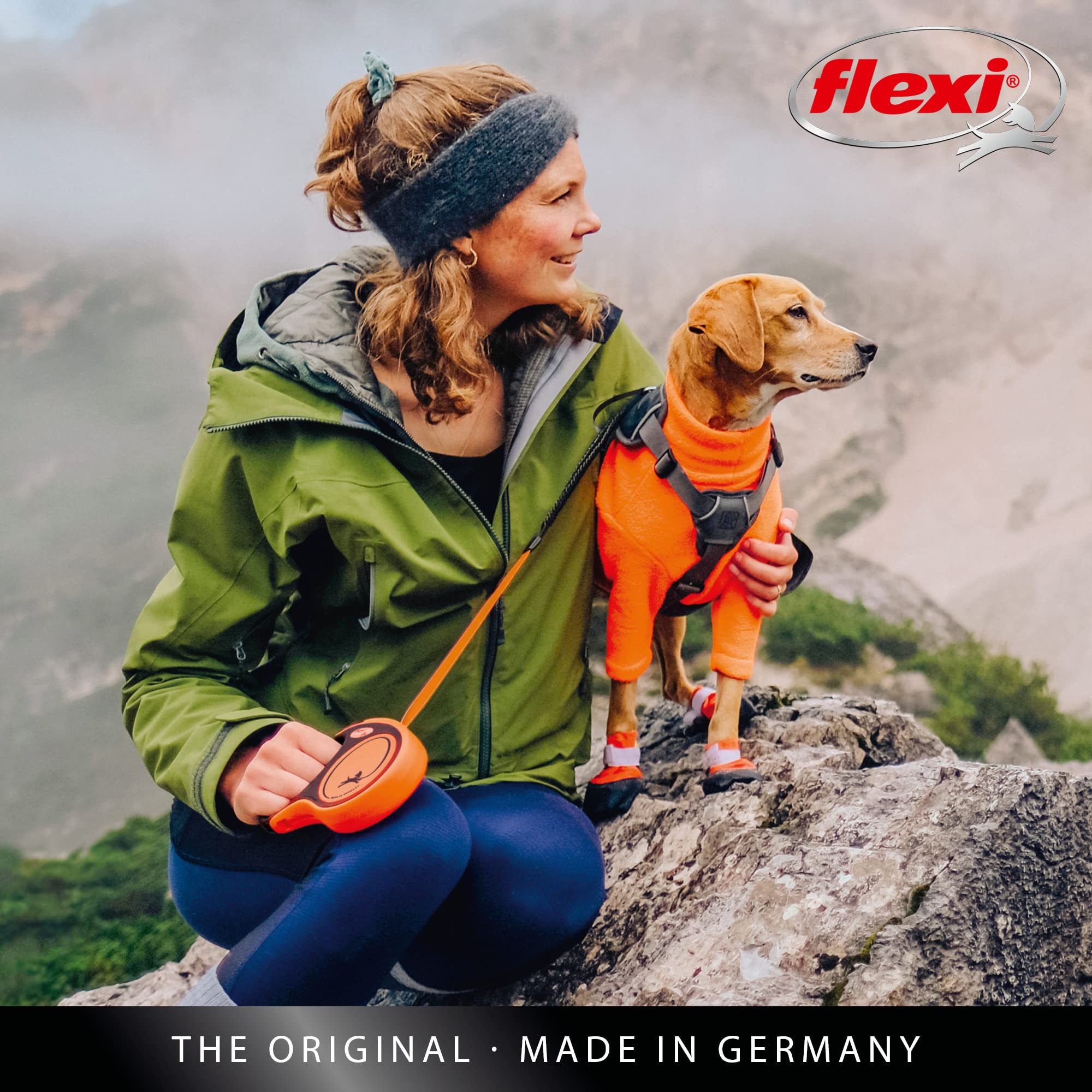 flexi Xtreme S Retractable Dog Lead Tape Orange/Black | 5m Length | Up to 20kg/44lb 7