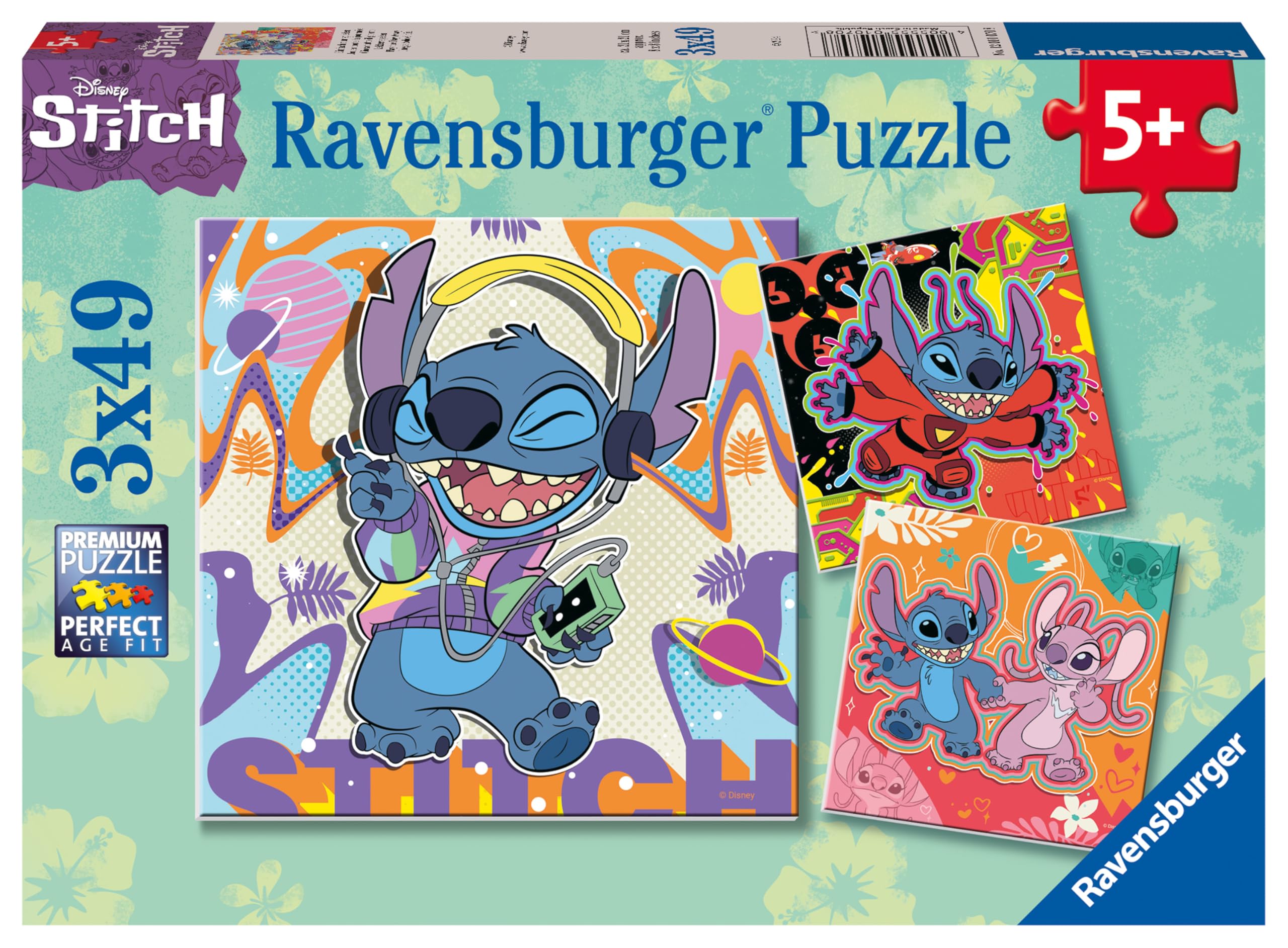 Ravensburger Disney Stitch Jigsaw Puzzles - Set of 3 Puzzles, 49 Pieces Each | Ages 5+