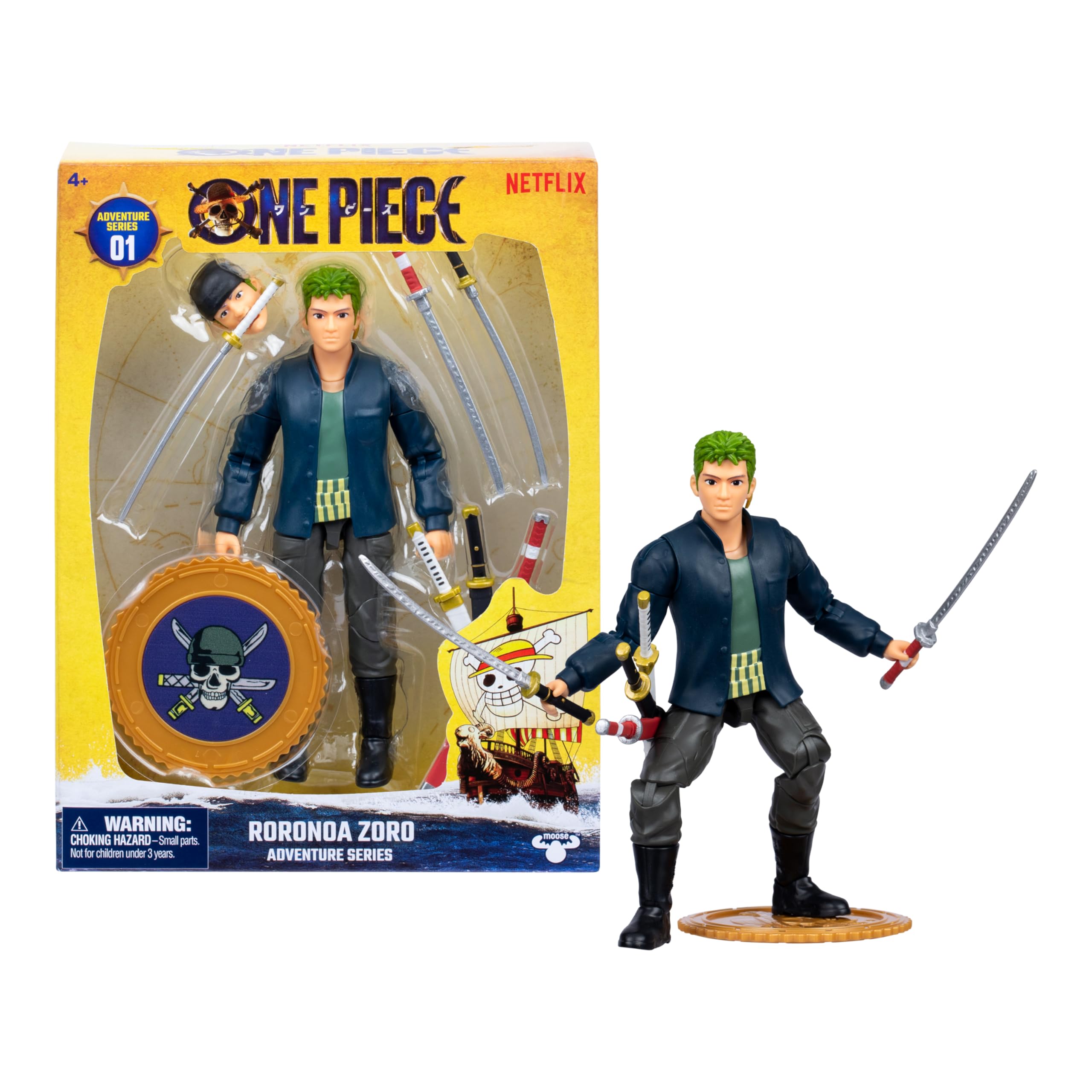 One Piece - Roronoa Zoro 6-inch Action Figure with 5 Accessories | 22 Points of Articulation