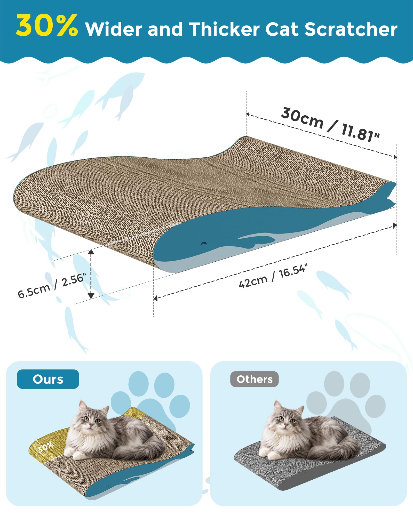 Dogat Cat Scratcher Board - 2 Pack | 42x30x6.5cm | Corrugated Cardboard