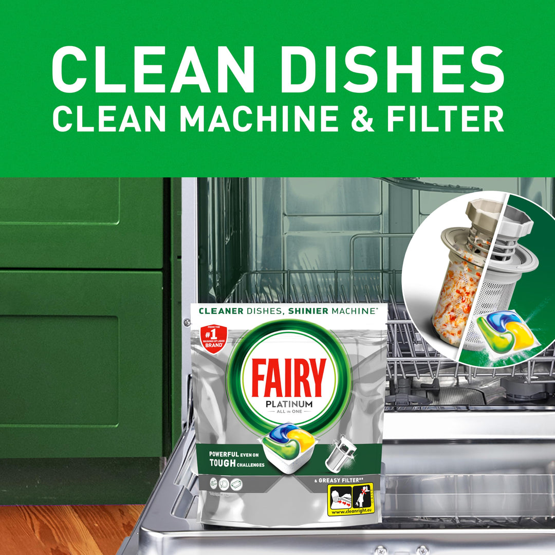 Fairy Platinum Plus All-In-1 Dishwasher Tablets, 66 Pods, Lemon