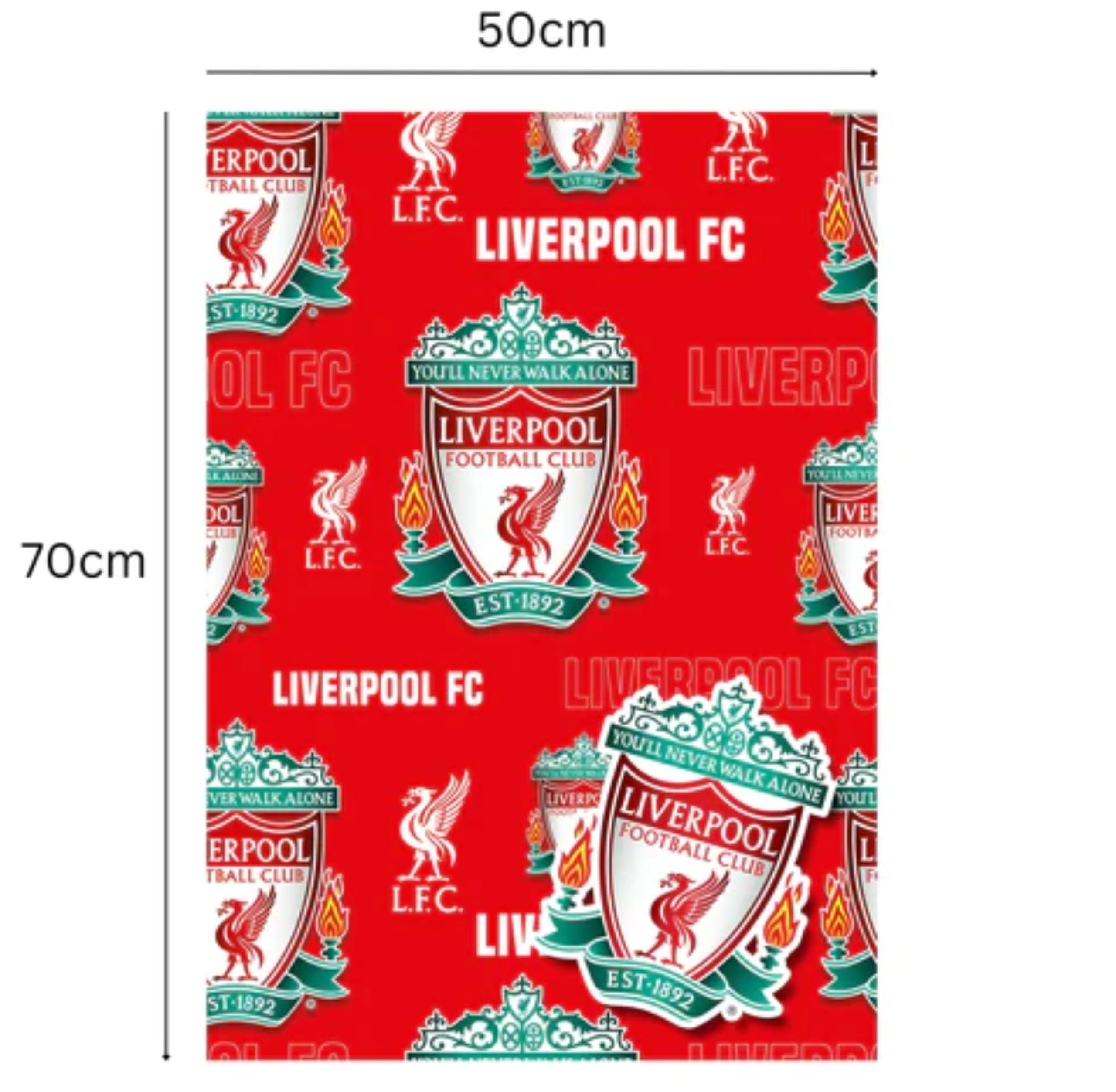 Danilo Promotions LTD Liverpool FC Wrapping Paper - 2 Sheets & 2 Tags | Red/Yellow 3