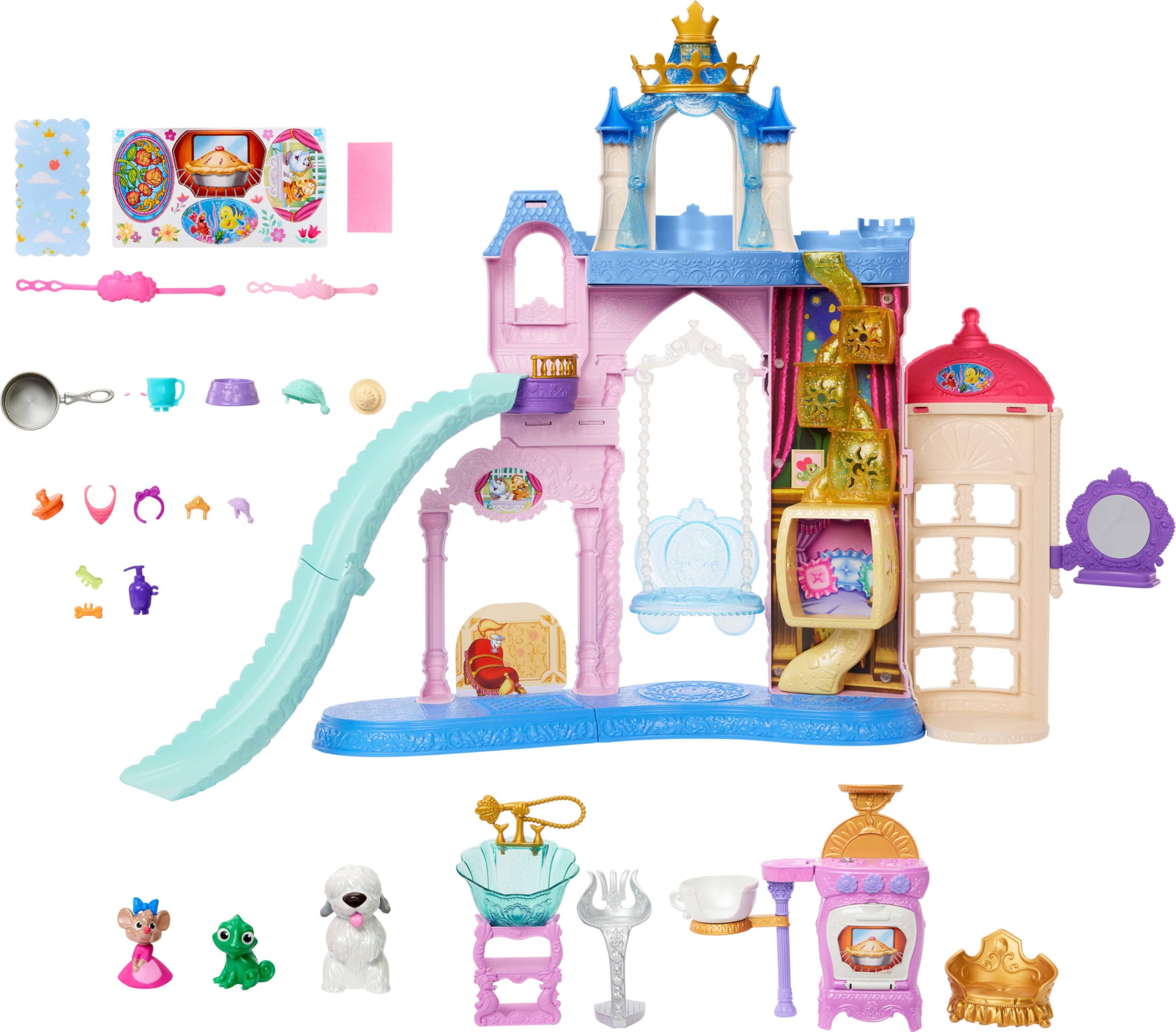 Disney Princess Pet Palace Playset with 7 Play Areas and 3 Animal Figures - Mattel