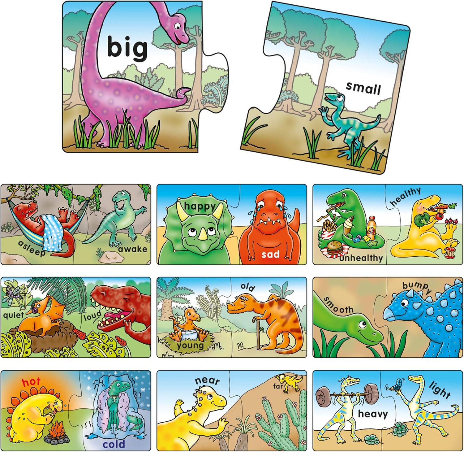 Orchard Toys Dinosaur Opposites Activity Puzzles - 20 Two-Piece Educational Puzzles for Ages 3-6 4