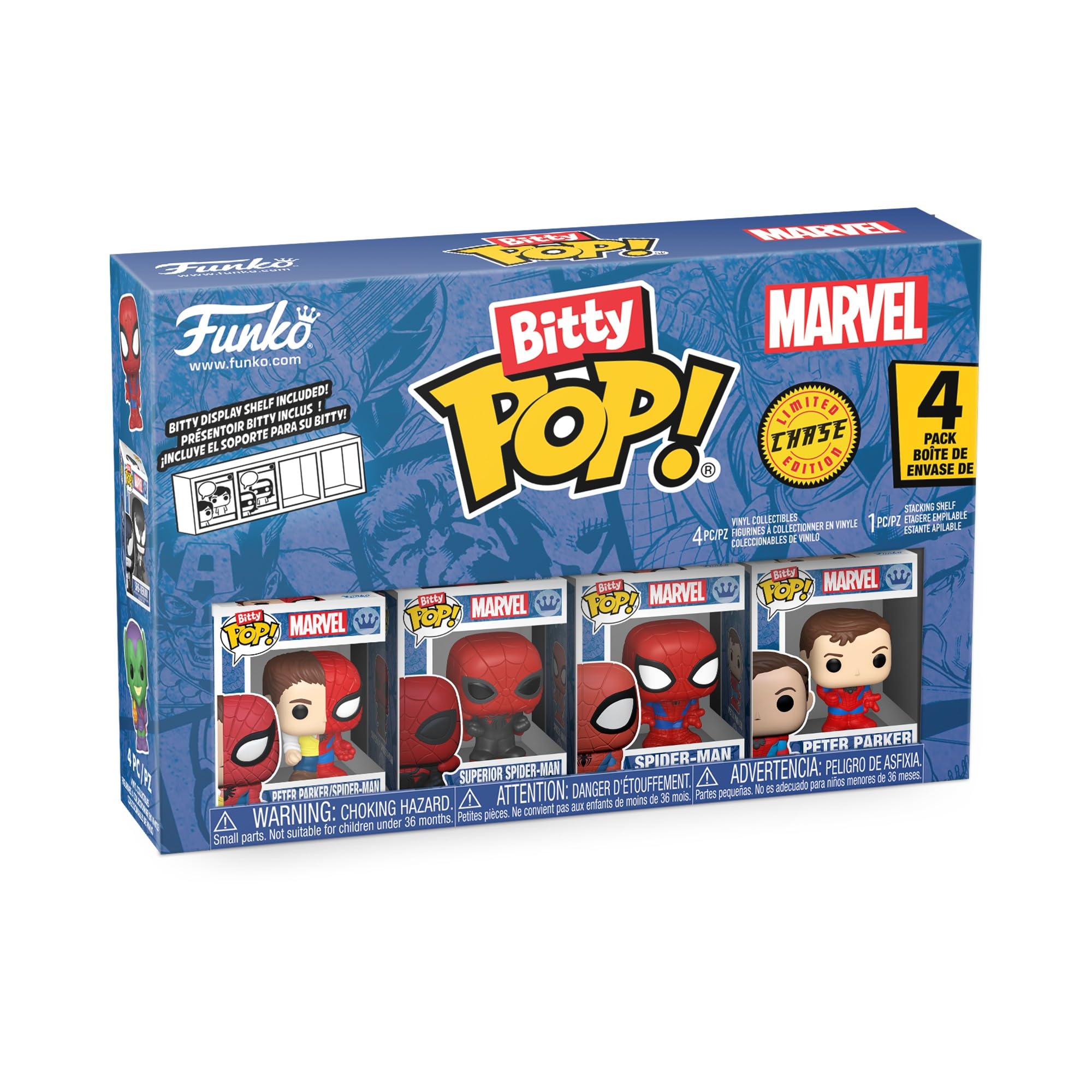 Funko Bitty Pop! Spider-Man Parker Split 4pk with Mystery Mini Figure 1