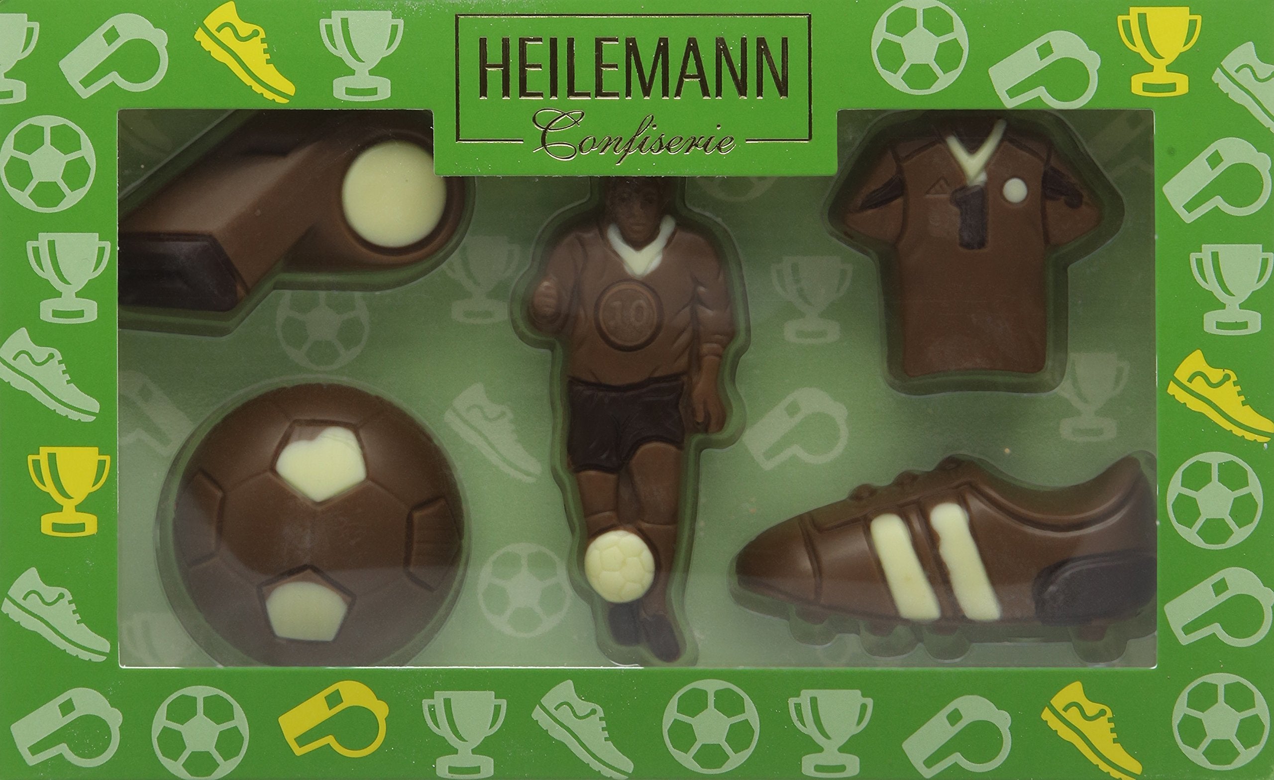 Heilemann Milk Chocolate Football Set - 5-Piece Mini Figurines with White & Dark Chocolate Decoration (6699)