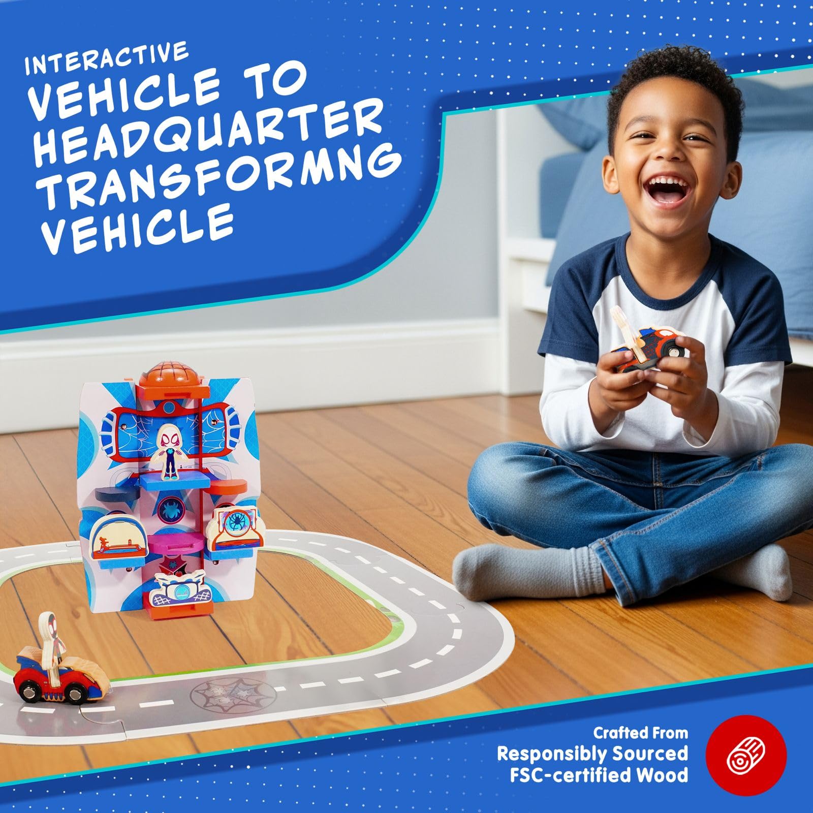 Marvel Spidey and His Amazing Friends Transforming Vehicle Playset - 17 Pieces | Ages 3+ 2