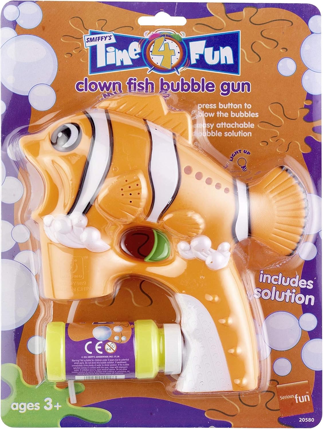 Smiffys Clown Fish Bubble Gun - Orange with Solution 1